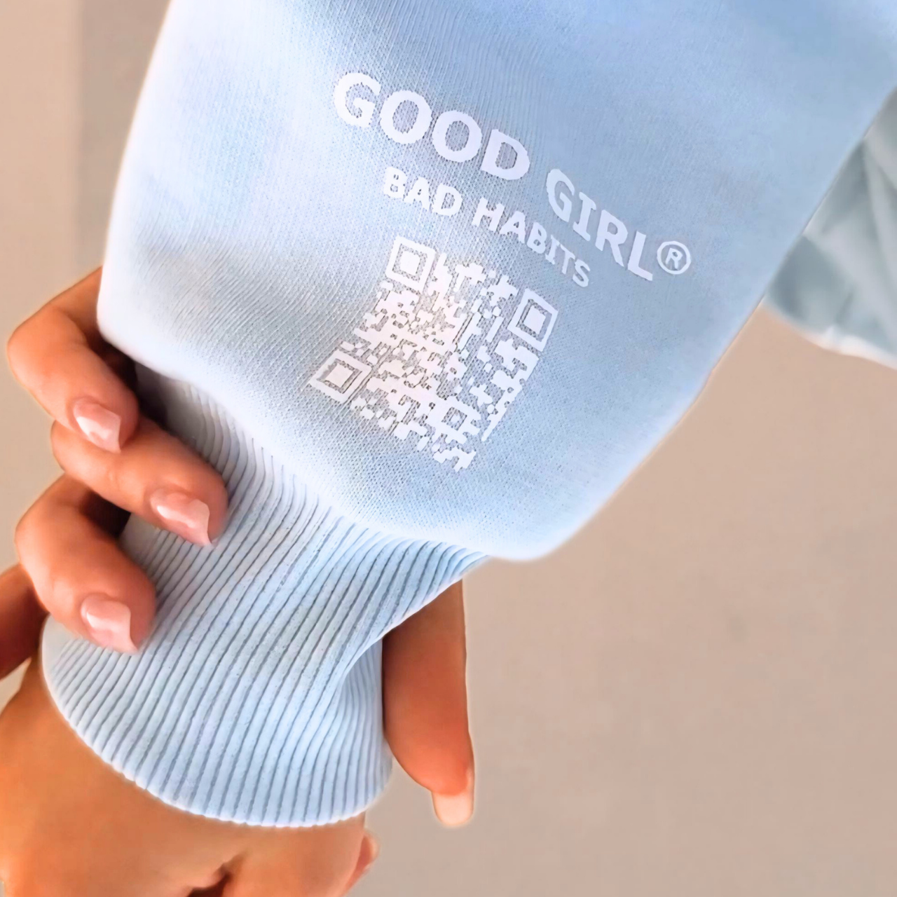Half Zip Sweat "BE GOOD BE BAD JUST BE" - Mint GOOD GIRL BAD HABITS