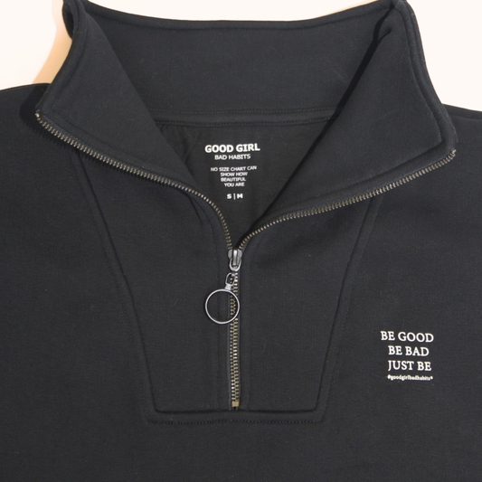 Half Zip Sweat "BE GOOD BE BAD JUST BE" - Mint GOOD GIRL BAD HABITS