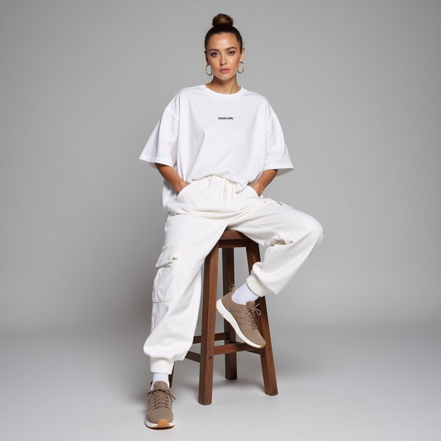 Oversized Statement T-Shirt – GOOD GIRL® - BAD HABITS Weiss GOOD GIRL BAD HABITS