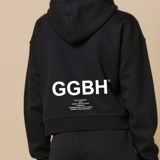 Crop Hoodie mit Reißverschluss "GGBH" - Schwarz GOOD GIRL BAD HABITS
