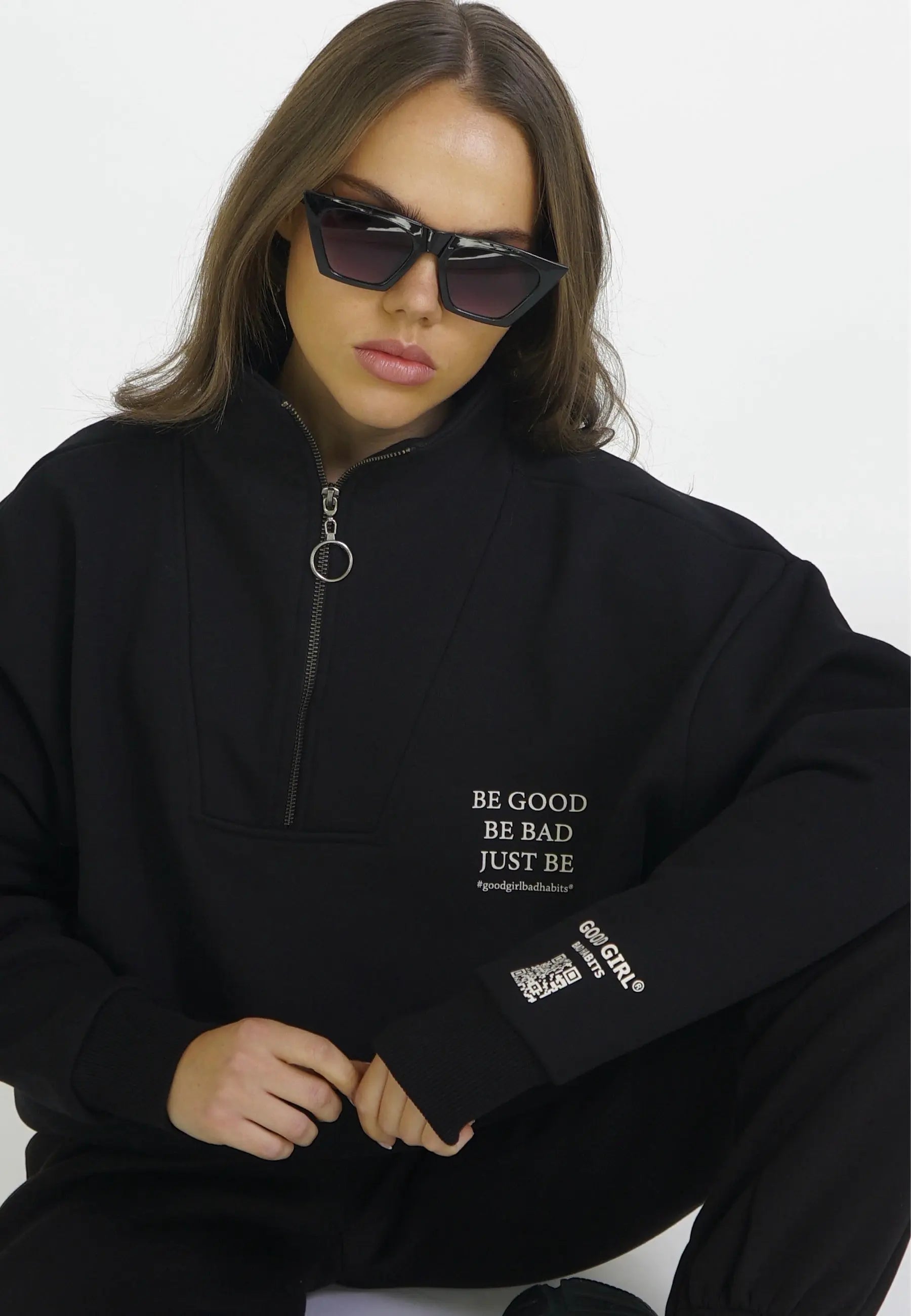 KAMULAU Half Zip Sweat Schwarz