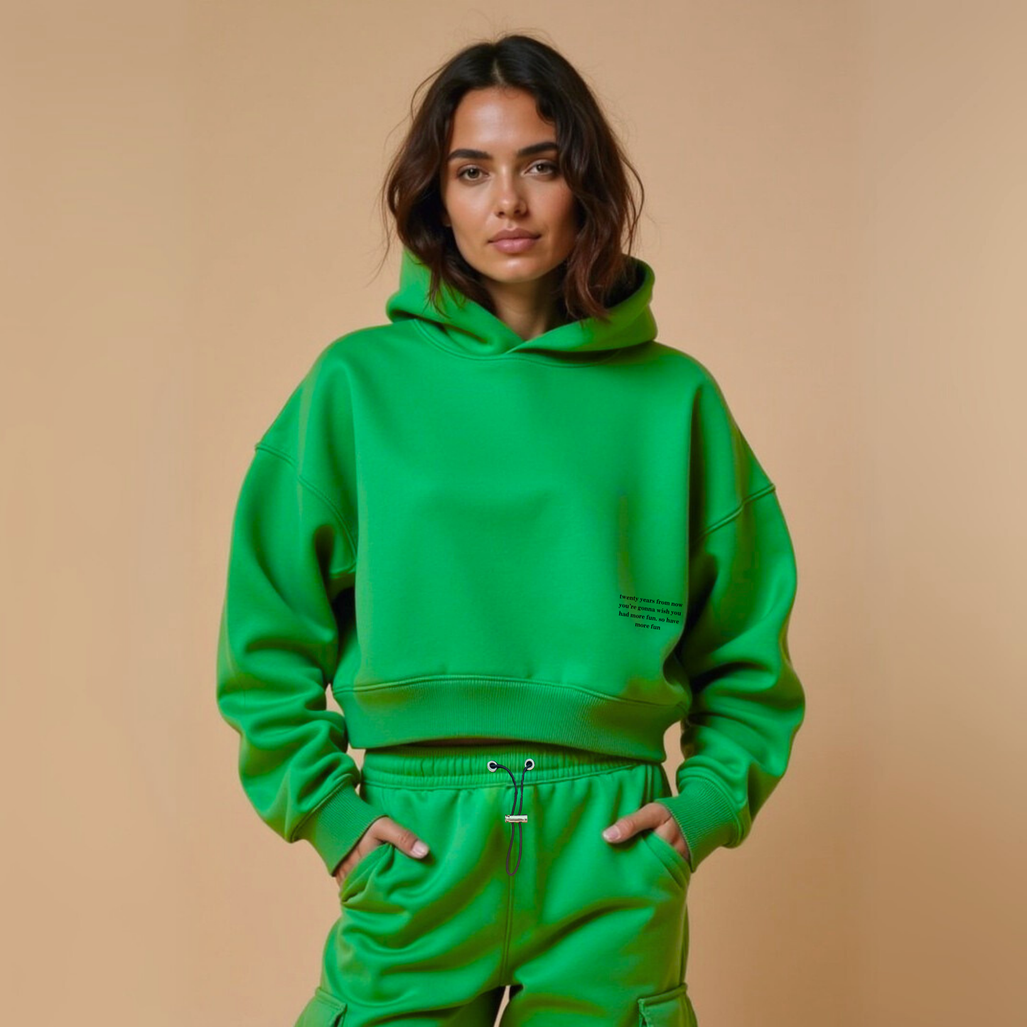 Crop Hoodie "TWENTY YEARS FROM NOW" - Weiss GOOD GIRL BAD HABITS
