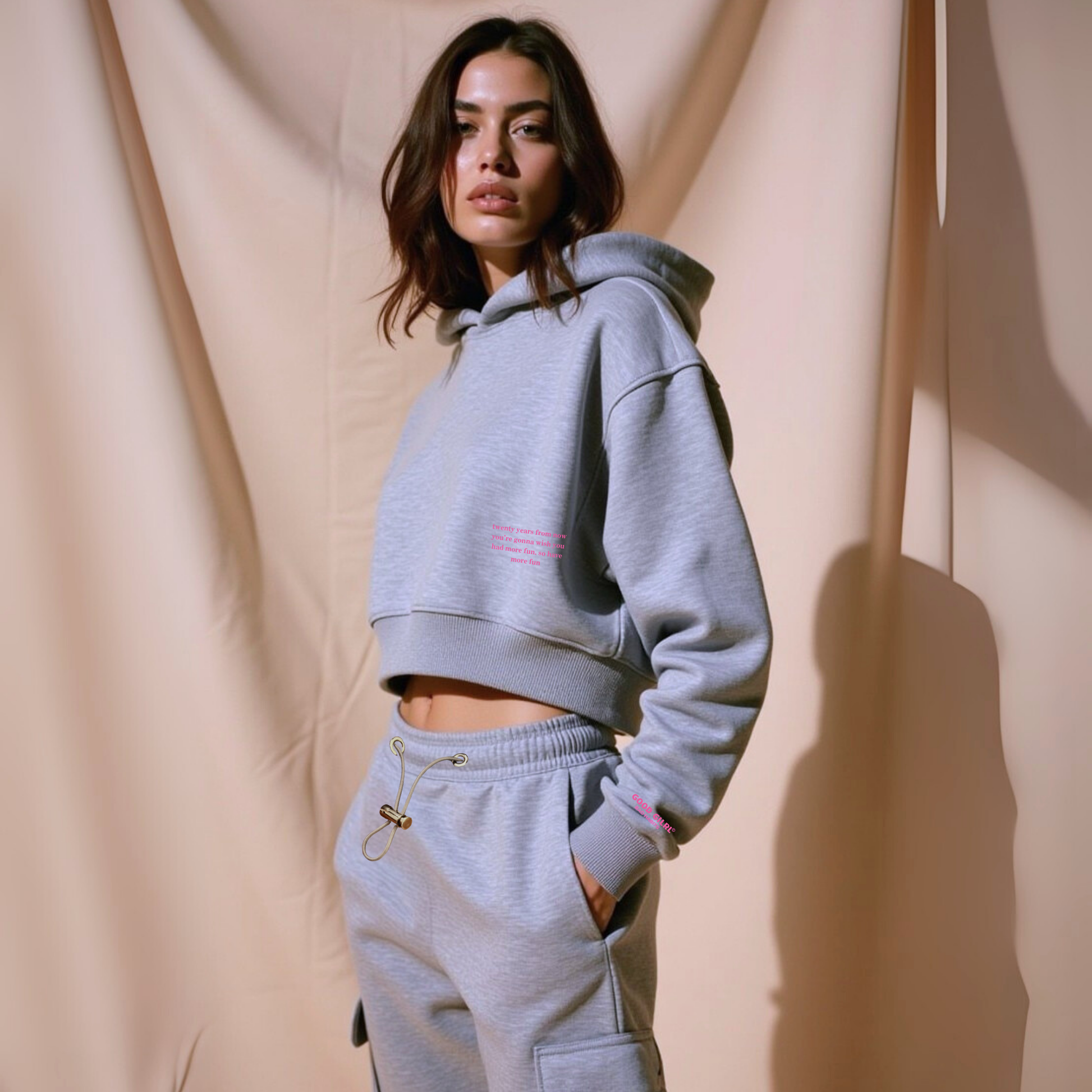 Crop Hoodie "TWENTY YEARS FROM NOW" - Weiss GOOD GIRL BAD HABITS