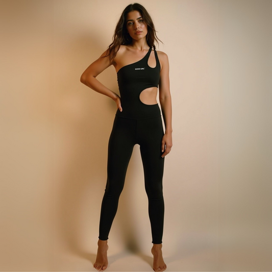 Cut Out Jumpsuit "GOOD GIRL - BAD HABITS" Schwarz GOOD GIRL BAD HABITS