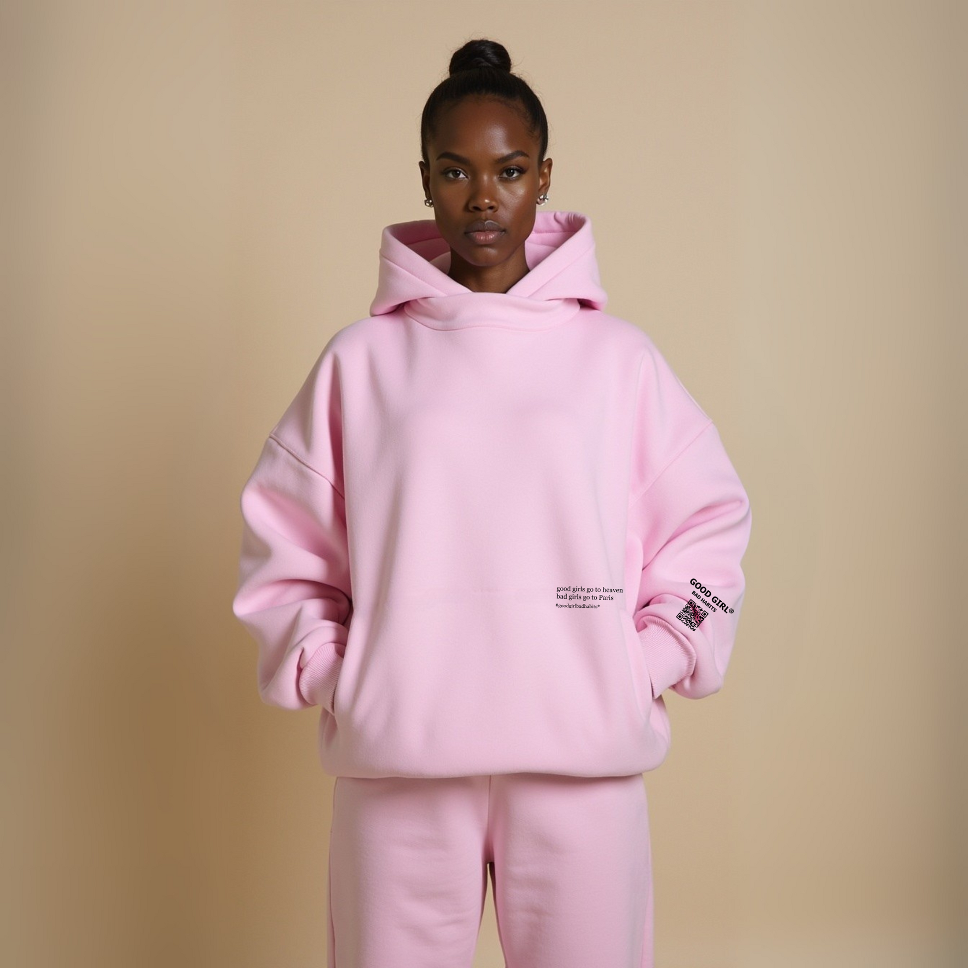 Hoodie "BAD GIRLS GO TO PARIS" - Pink GOOD GIRL BAD HABITS