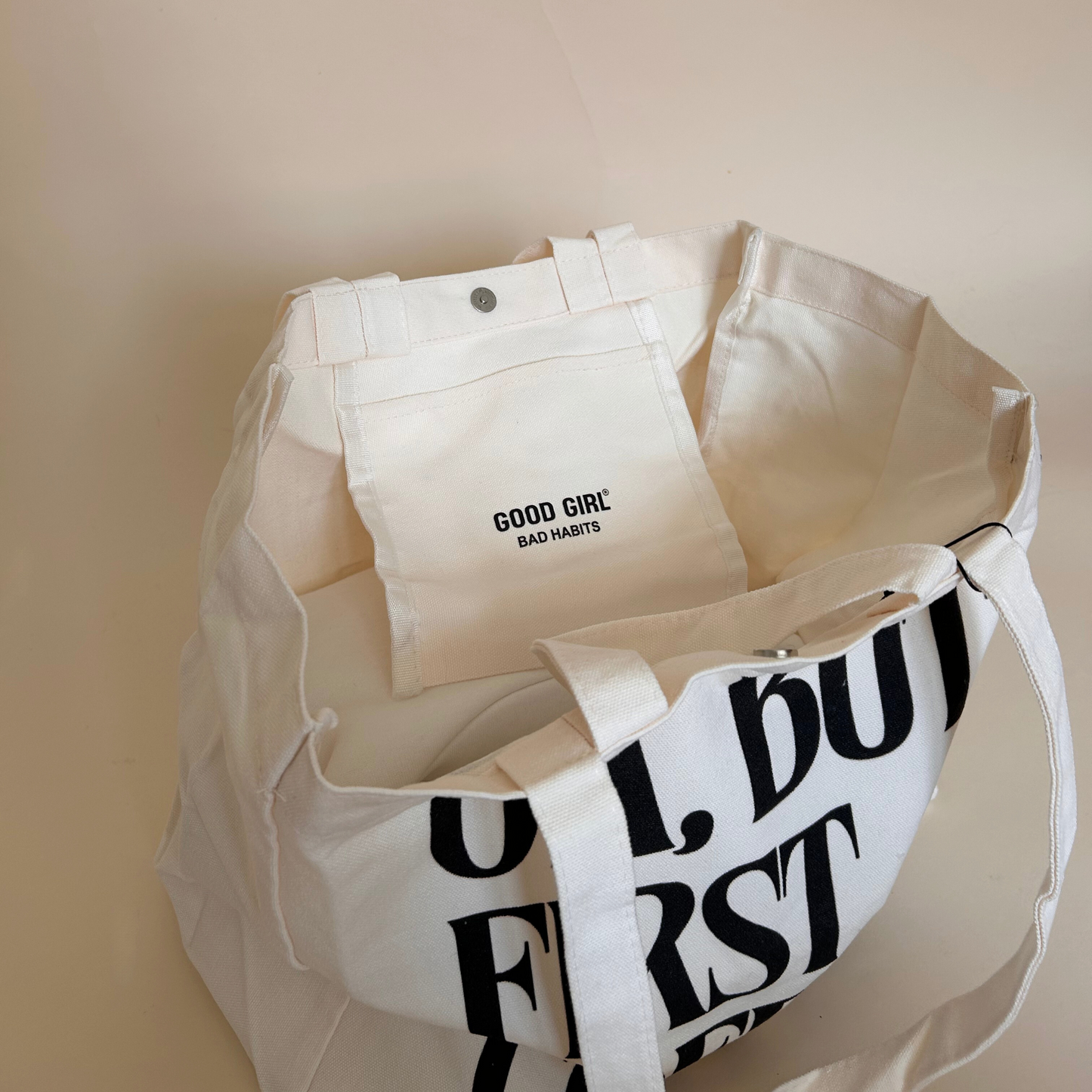 Tote Bag "OK, BUT FIRST COFFEE" GOOD GIRL BAD HABITS
