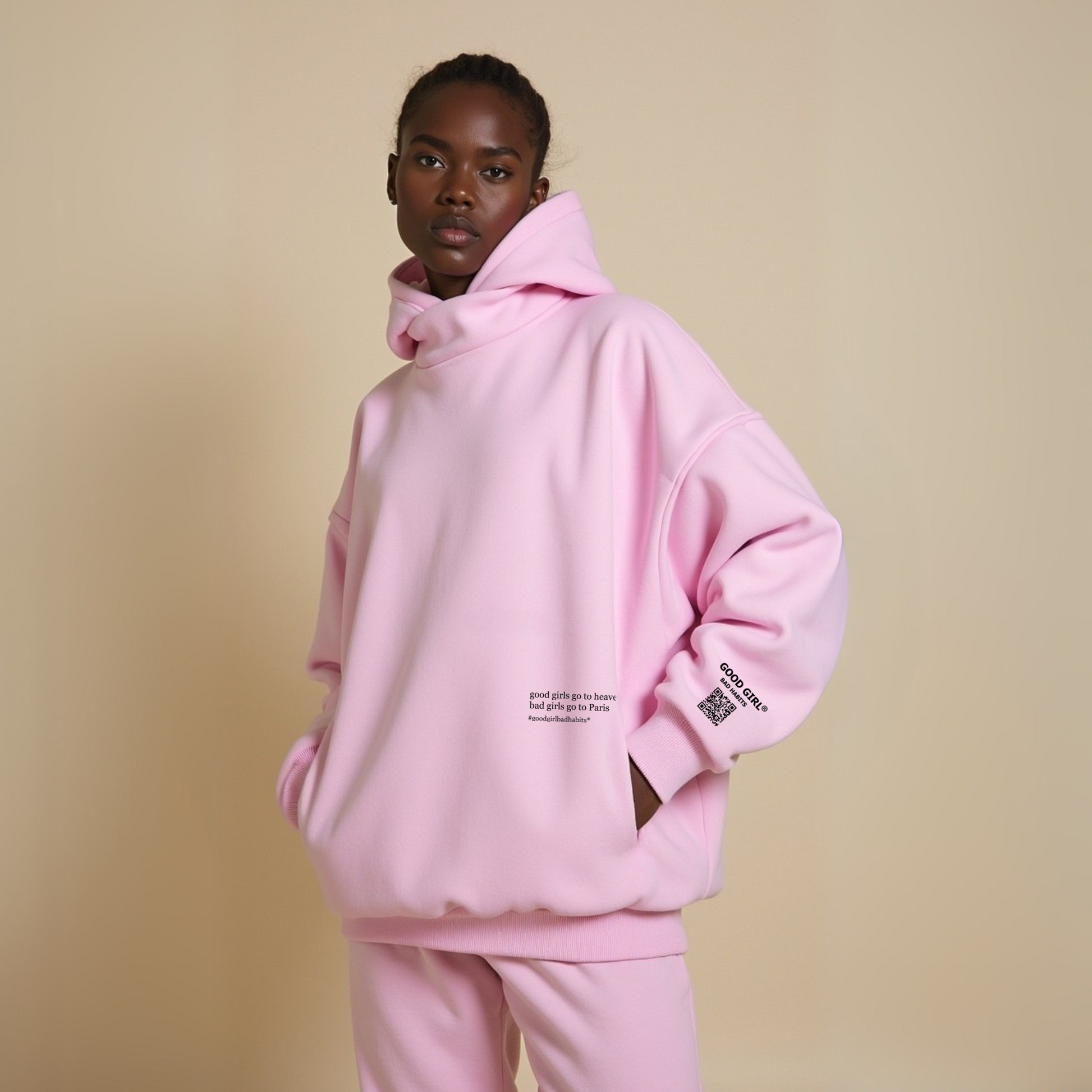 Hoodie "BAD GIRLS GO TO PARIS" - Pink GOOD GIRL BAD HABITS