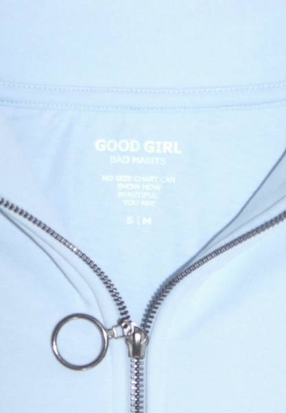 KAMULAU Half Zip Sweat Hellblau GOOD GIRL BAD HABITS