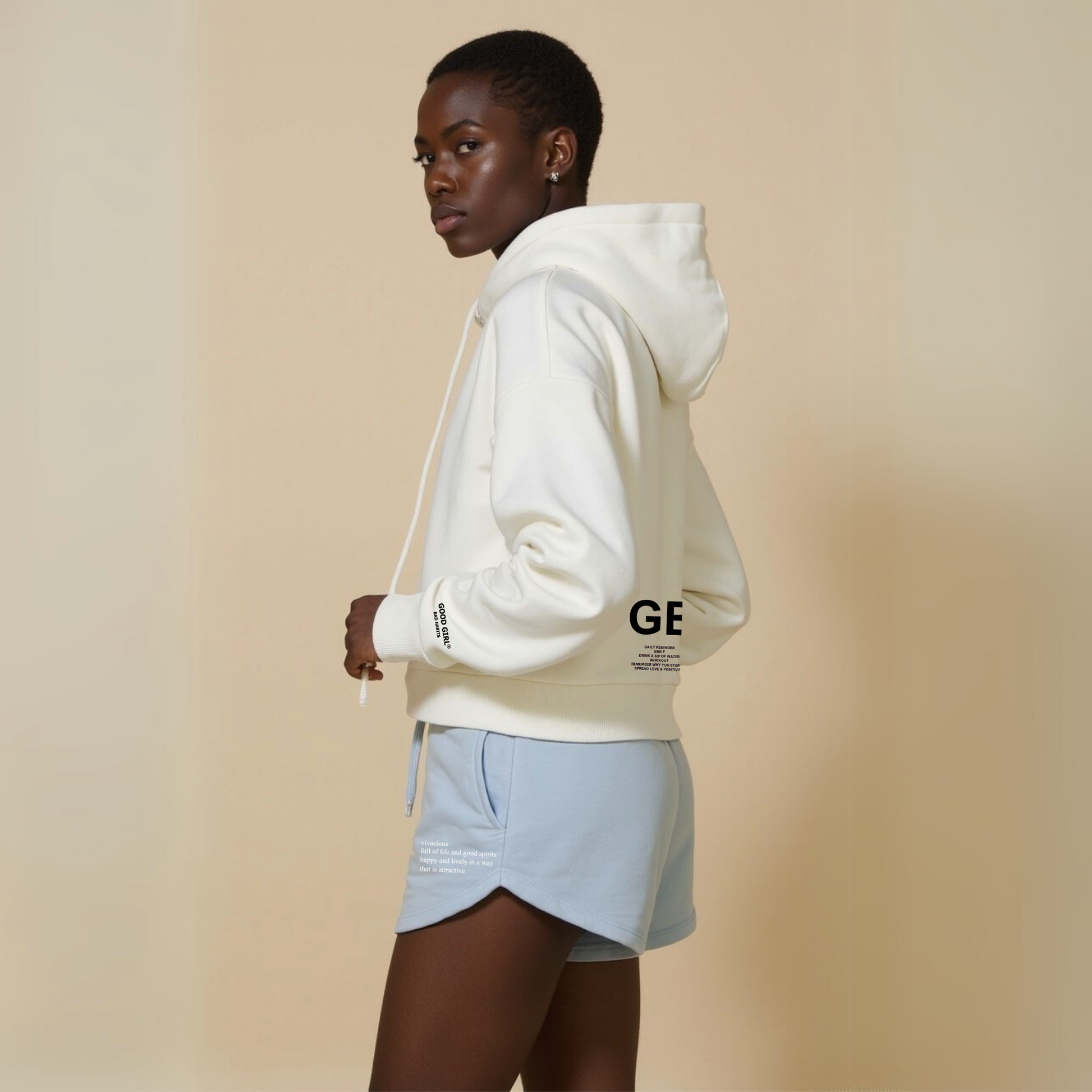 Crop Hoodie mit Reißverschluss "GGBH" - Schwarz GOOD GIRL BAD HABITS