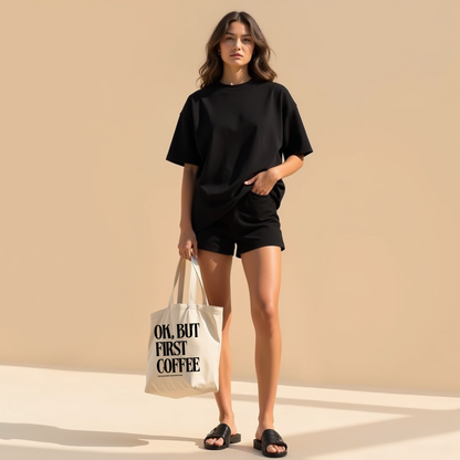 Oversized T-Shirt "OK, BUT FIRST COFFEE" GOOD GIRL BAD HABITS
