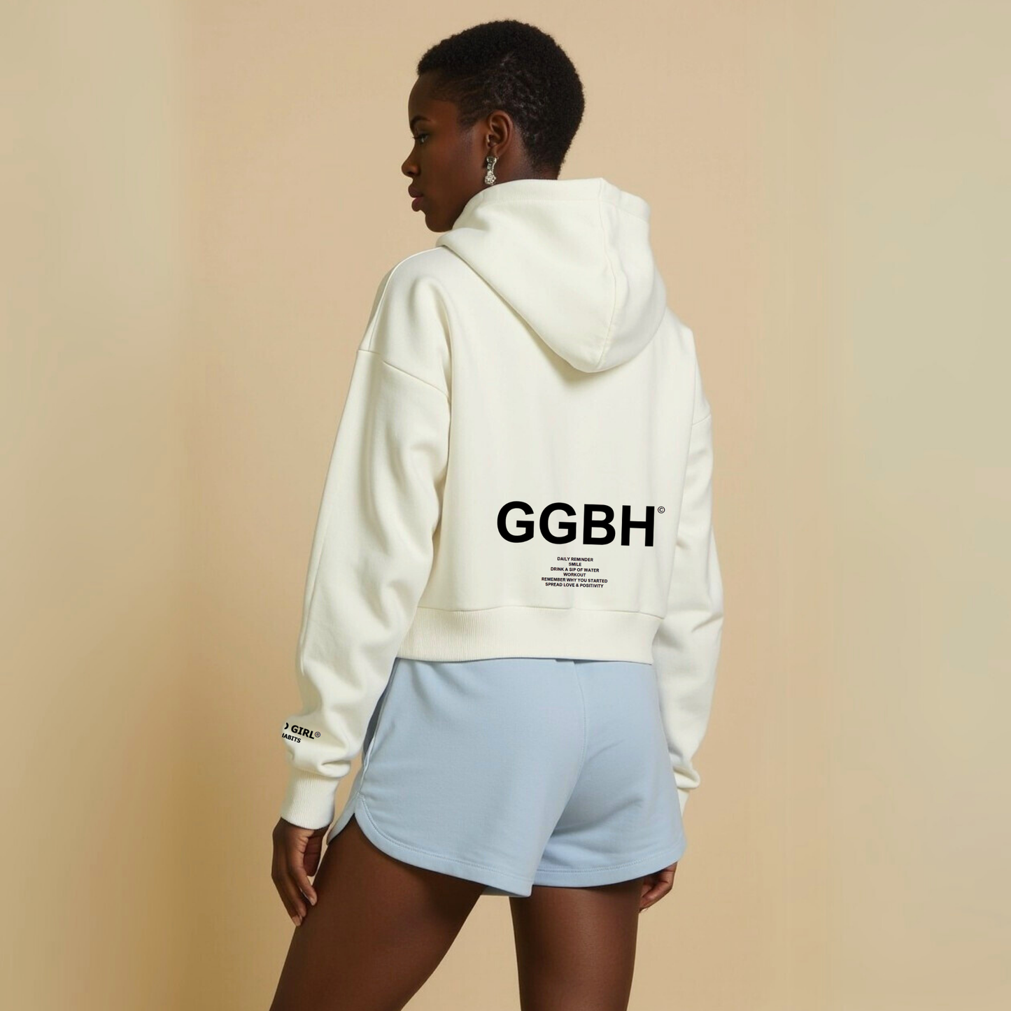 Crop Hoodie mit Reißverschluss "GGBH" - Schwarz GOOD GIRL BAD HABITS