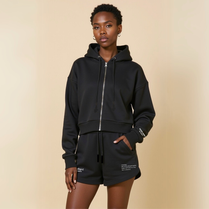 Crop Hoodie mit Reißverschluss "GGBH" - Schwarz GOOD GIRL BAD HABITS