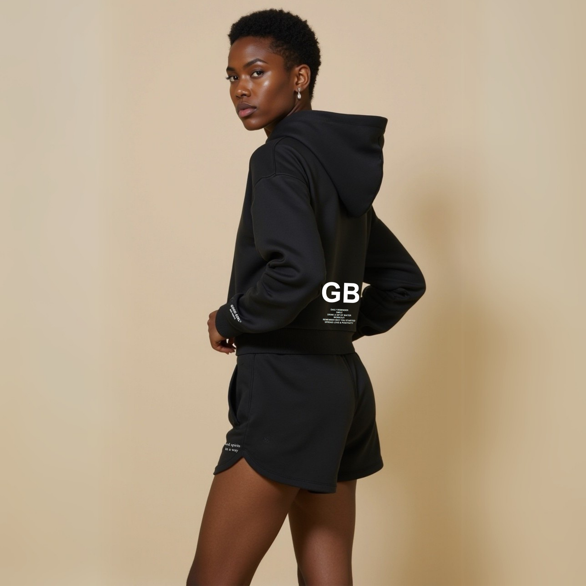 Crop Hoodie mit Reißverschluss "GGBH" - Schwarz GOOD GIRL BAD HABITS