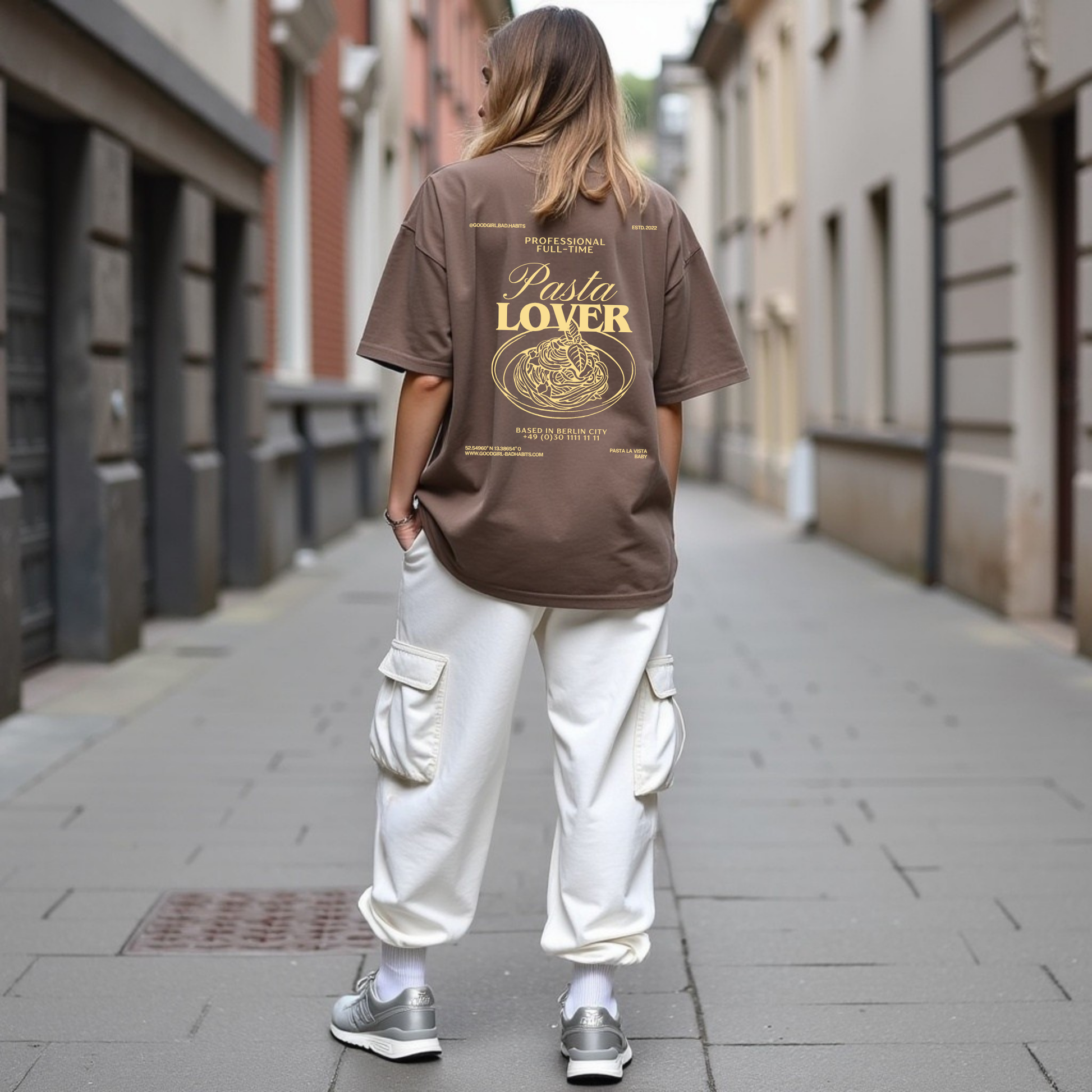 Oversized T-Shirt "Pasta Lover " GOOD GIRL BAD HABITS