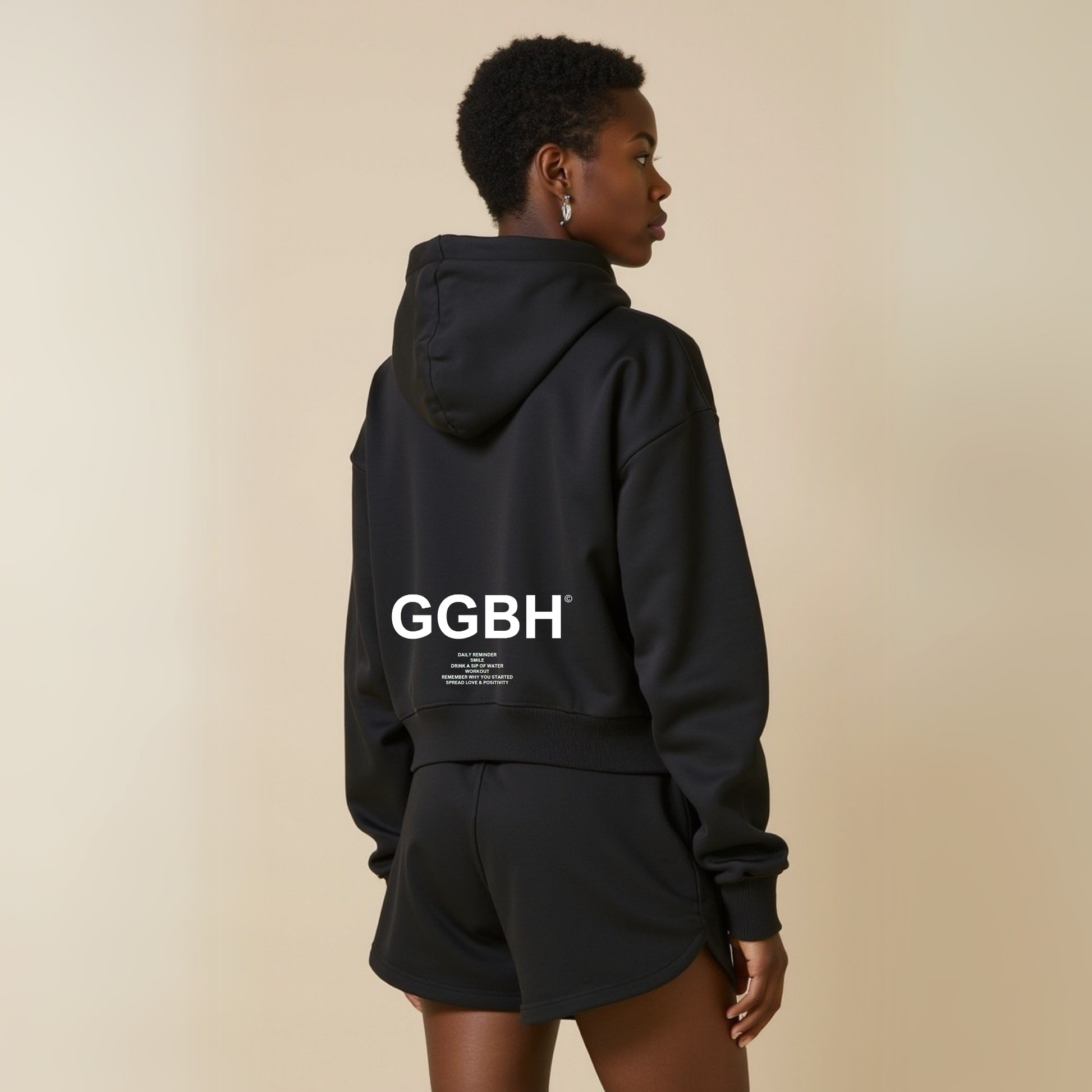 Crop Hoodie mit Reißverschluss "GGBH" - Schwarz GOOD GIRL BAD HABITS