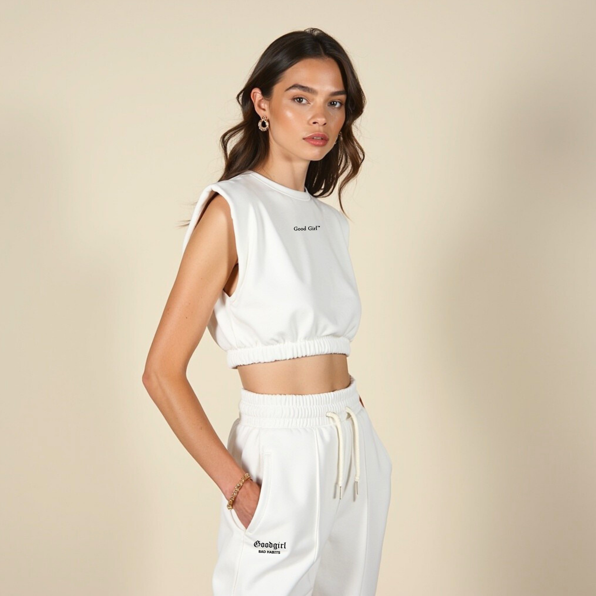 Statement Crop Tee "IF I GO TO HELL" - Weiss GOOD GIRL BAD HABITS