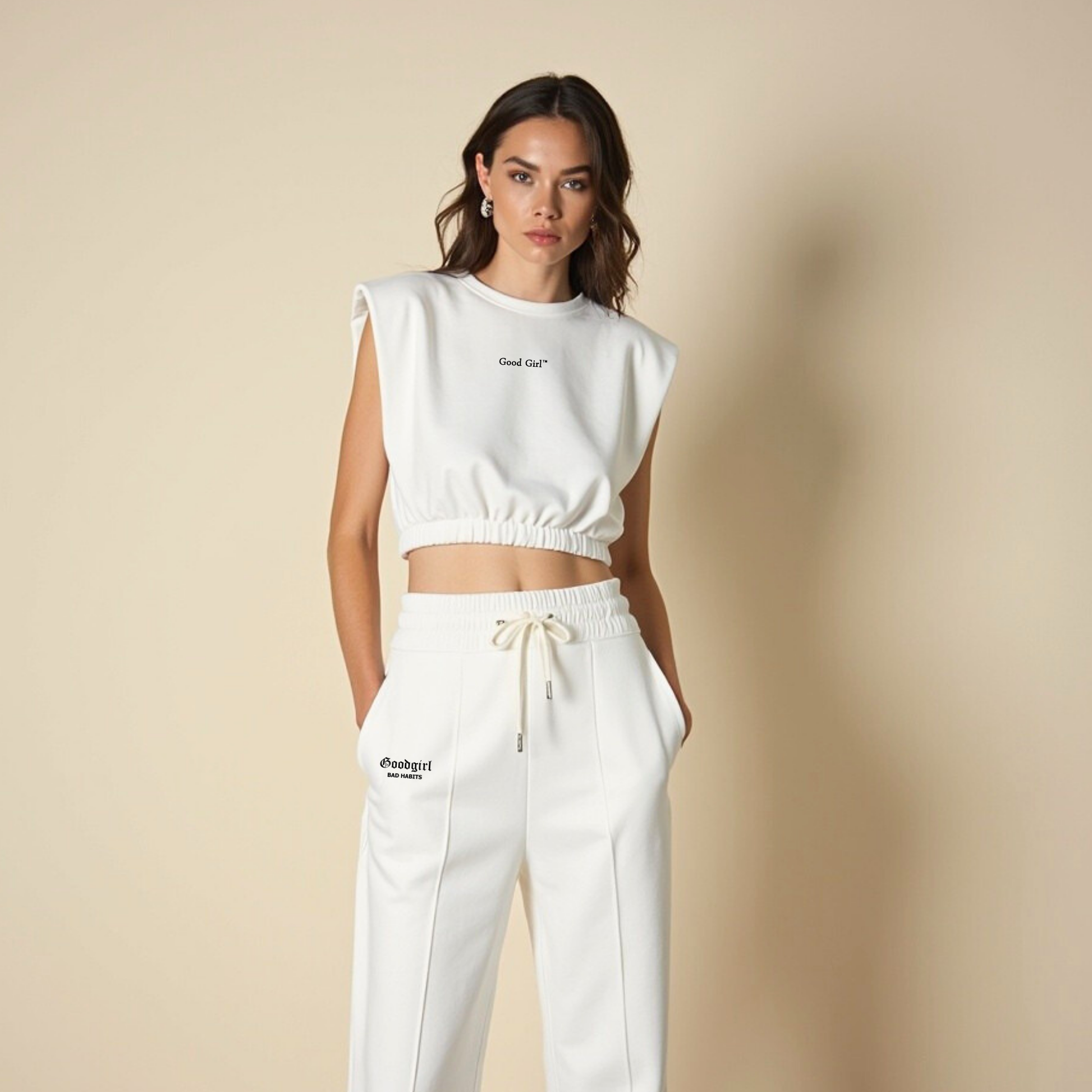Statement Crop Tee "IF I GO TO HELL" - Weiss GOOD GIRL BAD HABITS