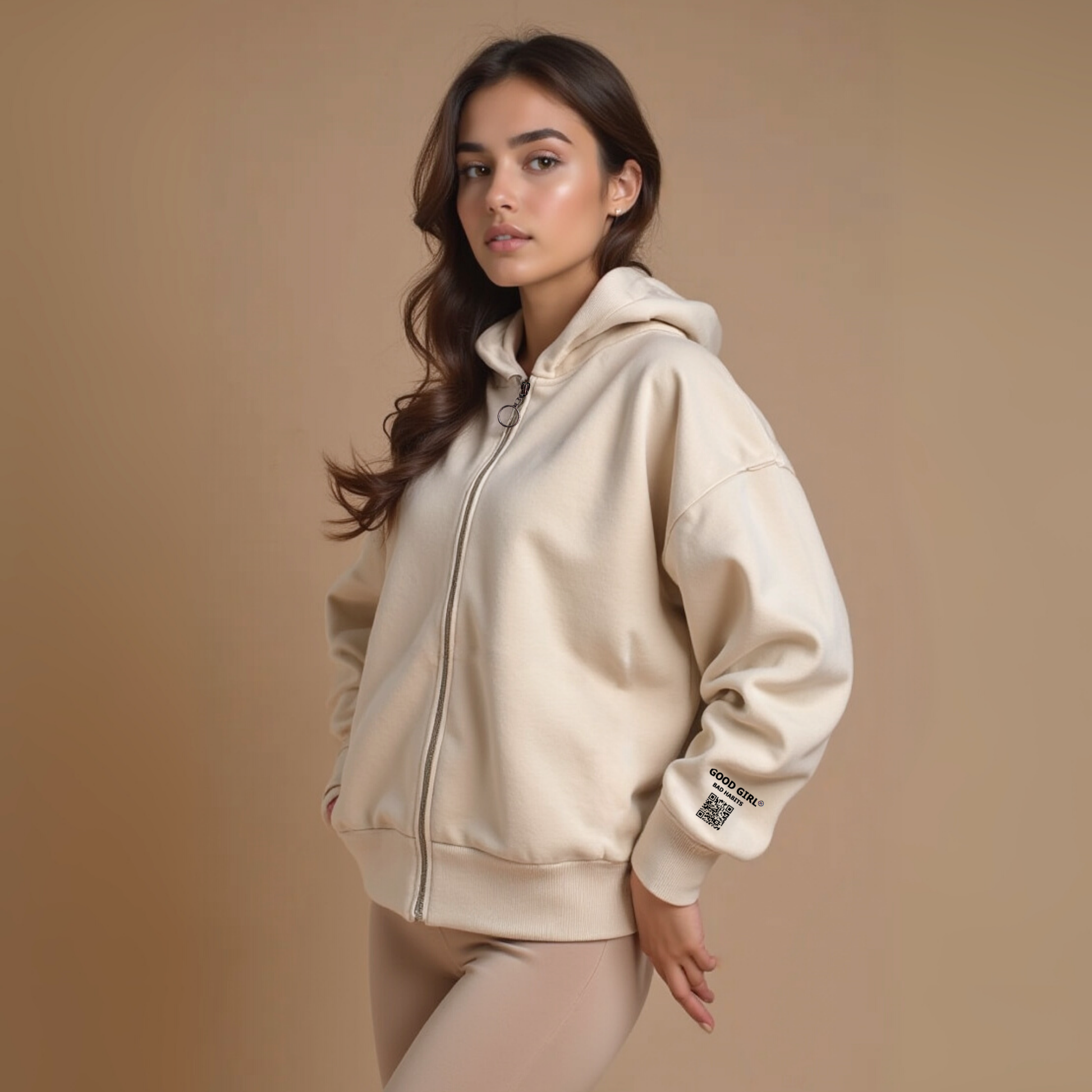 Hoodie mit Reißverschluss "Look Mom" - Pink GOOD GIRL BAD HABITS