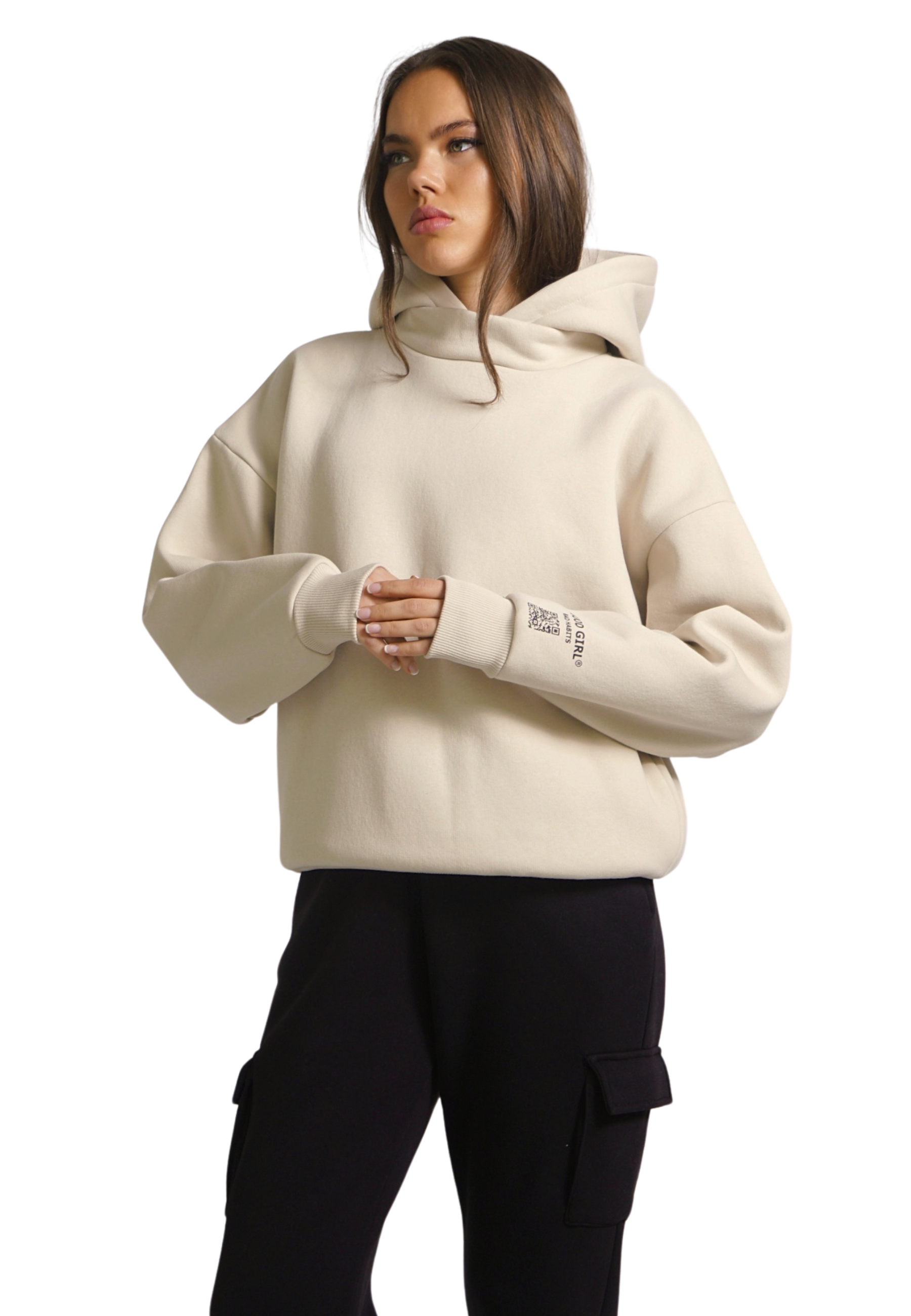 KRYMMY Hoodie Beige GOOD GIRL BAD HABITS