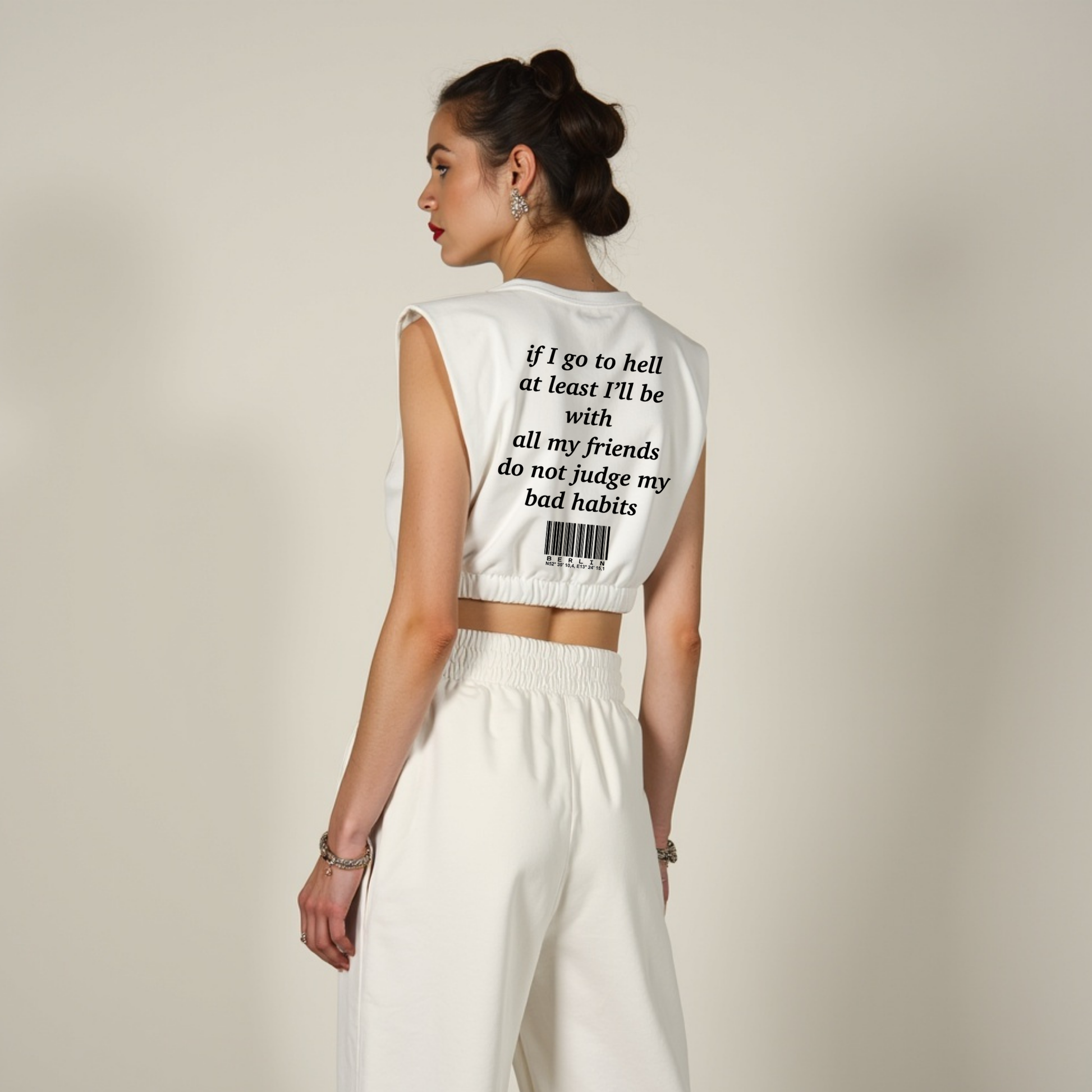Statement Crop Tee "IF I GO TO HELL" - Weiss GOOD GIRL BAD HABITS