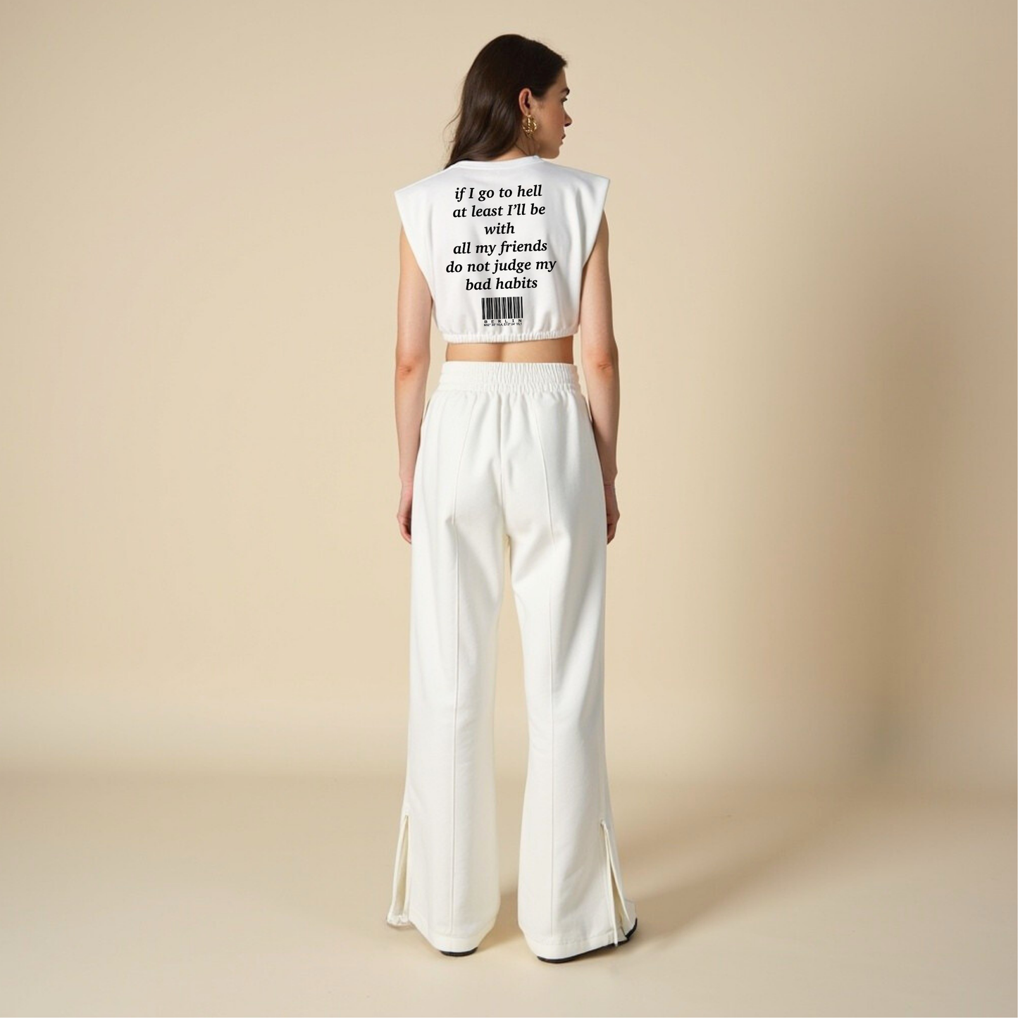 Statement Crop Tee "IF I GO TO HELL" - Weiss GOOD GIRL BAD HABITS