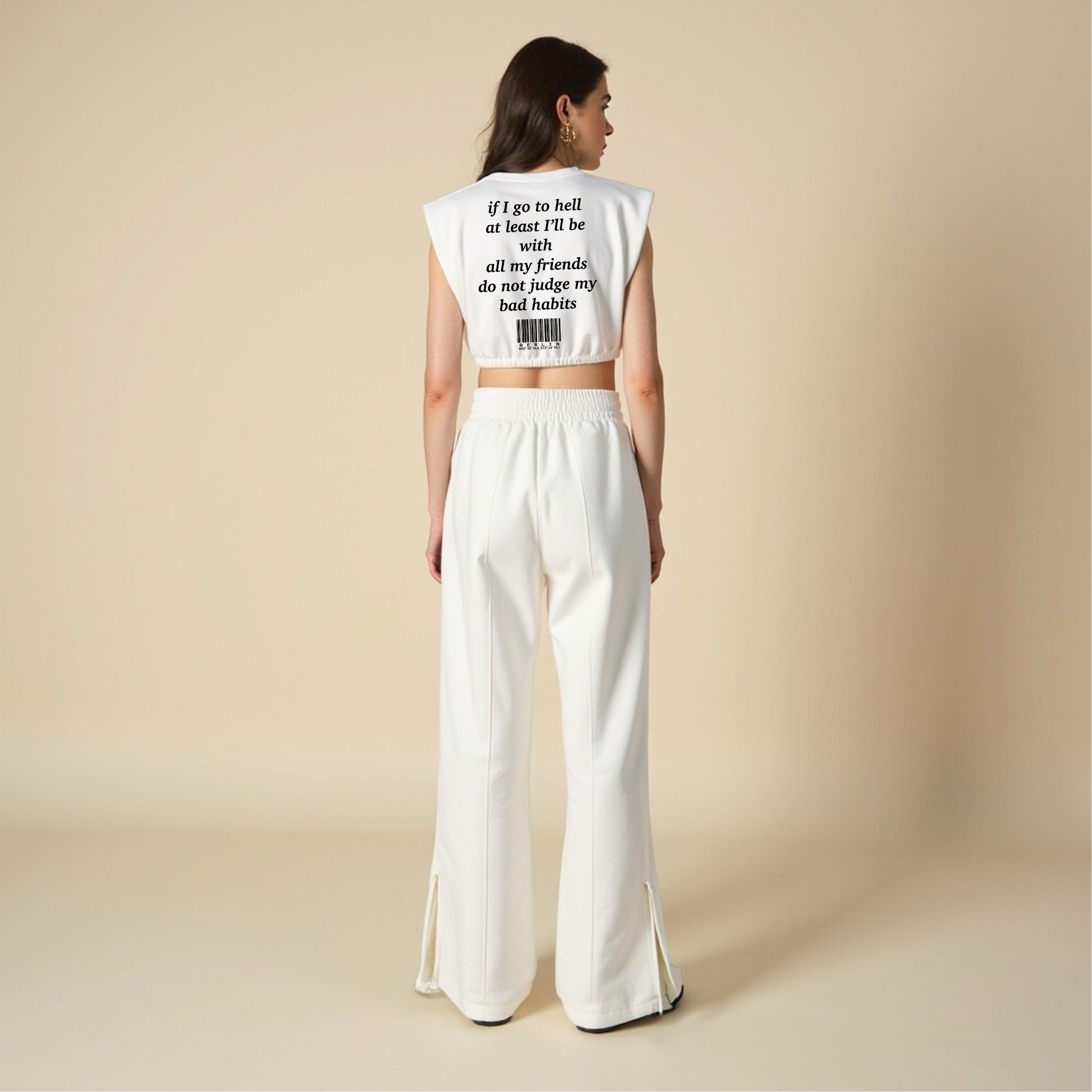Statement Crop Tee "IF I GO TO HELL" - Weiss GOOD GIRL BAD HABITS