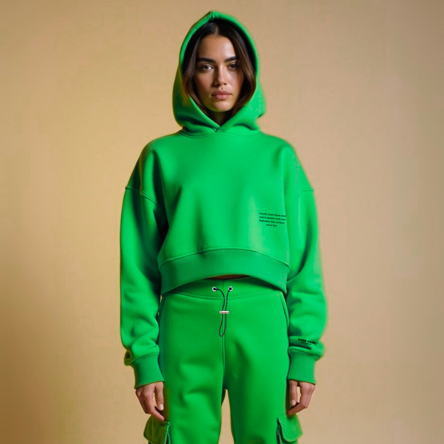 Crop Hoodie "TWENTY YEARS FROM NOW" - Weiss GOOD GIRL BAD HABITS