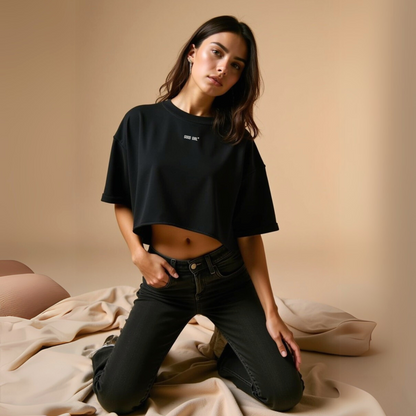 Statement Crop T-Shirt "GOOD GIRL - BAD HABITS" - Schwarz GOOD GIRL BAD HABITS
