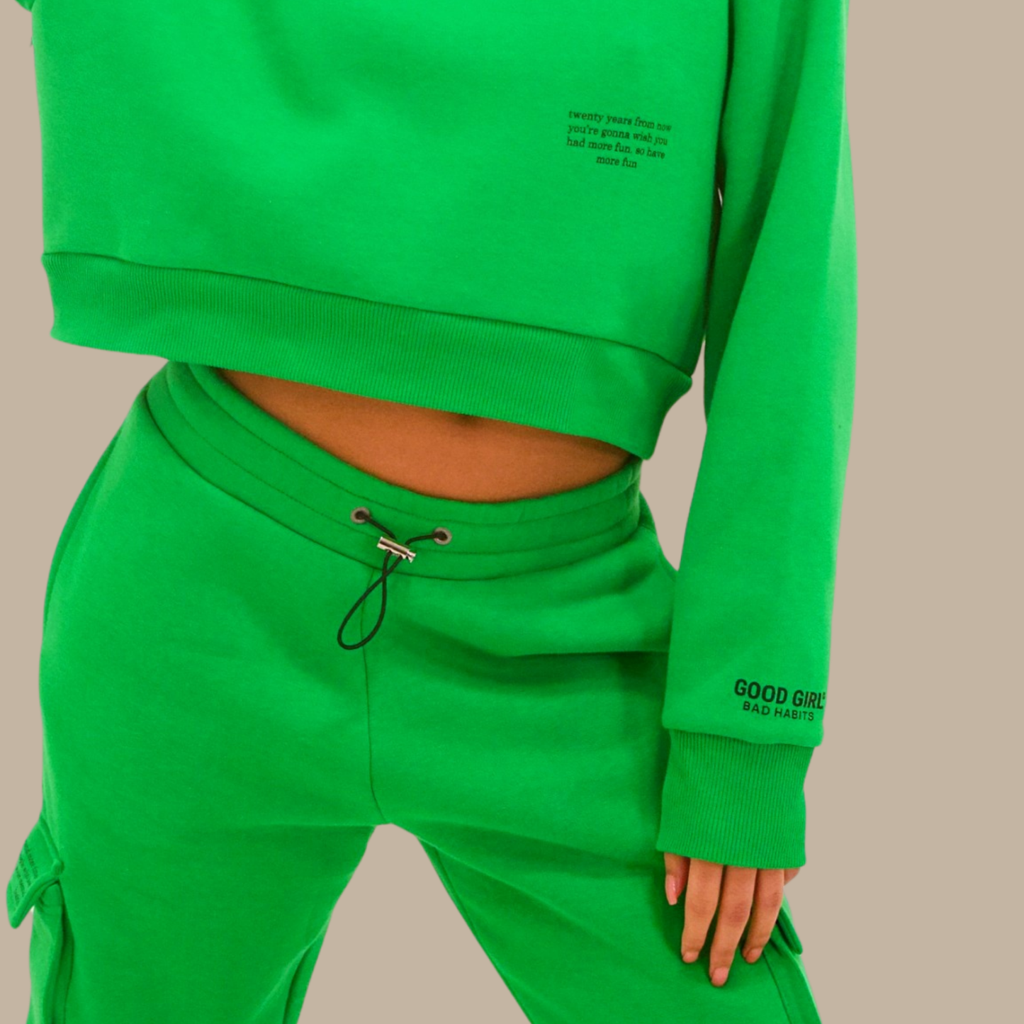 Crop Hoodie "TWENTY YEARS FROM NOW" - Weiss GOOD GIRL BAD HABITS