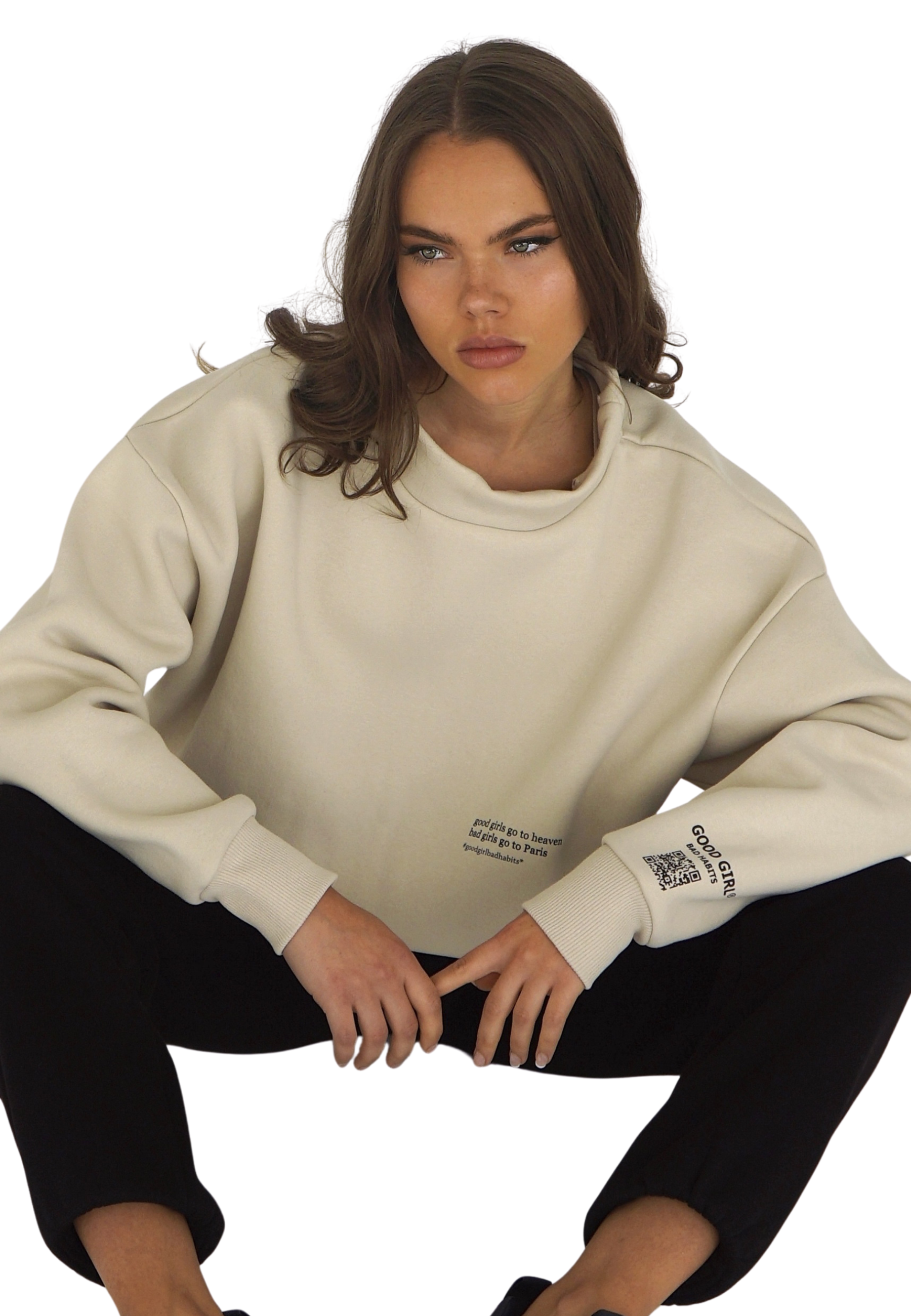 KRYMMY Hoodie Beige GOOD GIRL BAD HABITS