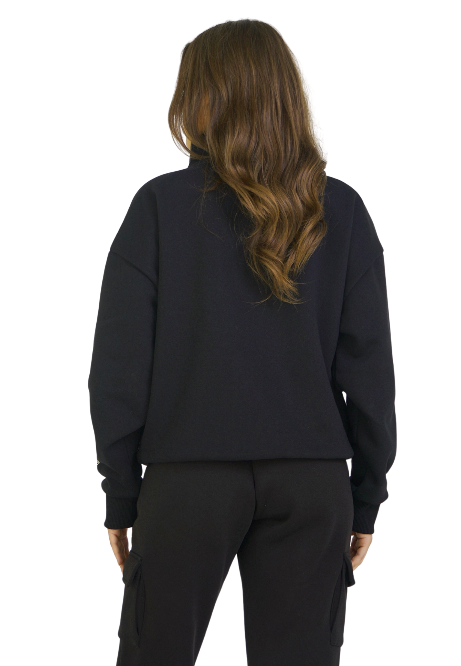 KAMULAU Half Zip Sweat Schwarz GOOD GIRL BAD HABITS