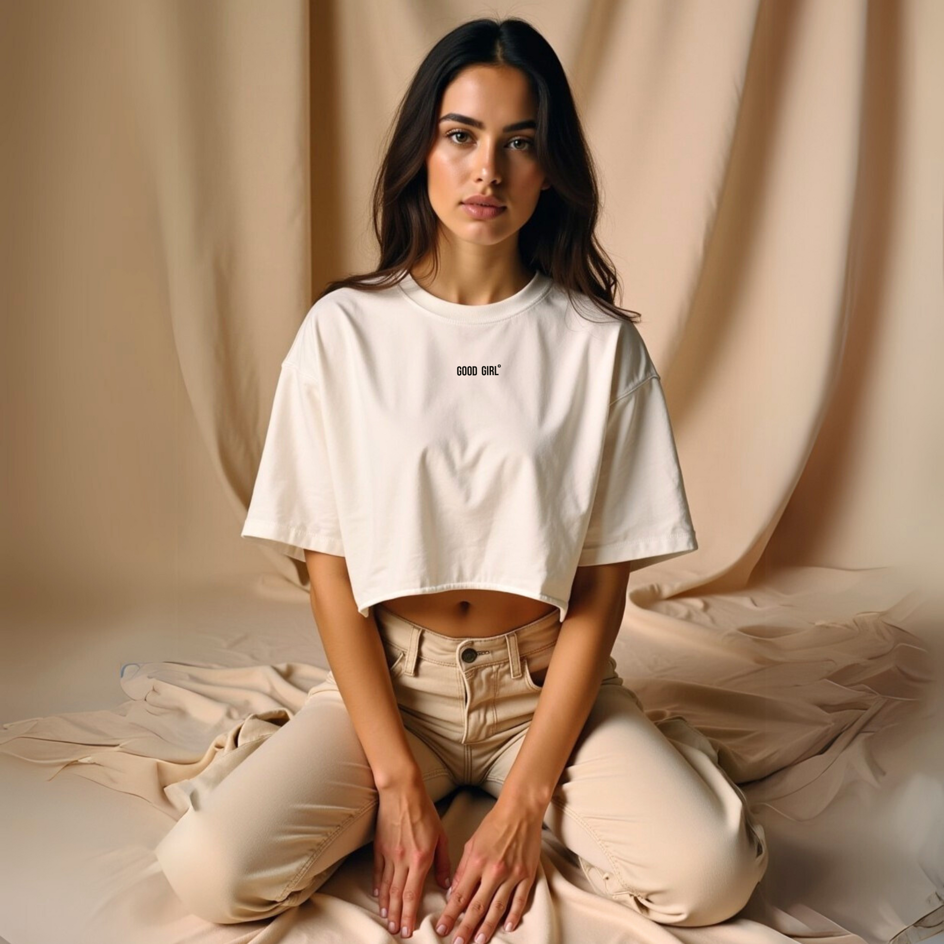 Statement Crop T-Shirt "GOOD GIRL - BAD HABITS" - Schwarz GOOD GIRL BAD HABITS