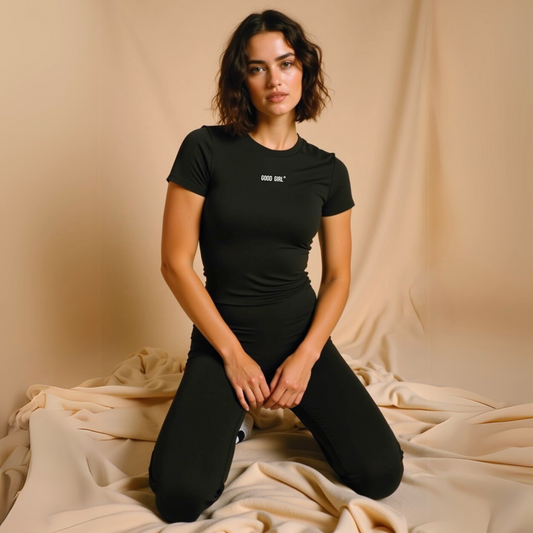 Slim Statement T-Shirt "Good Girl - Bad Habits" - Schwarz GOOD GIRL BAD HABITS
