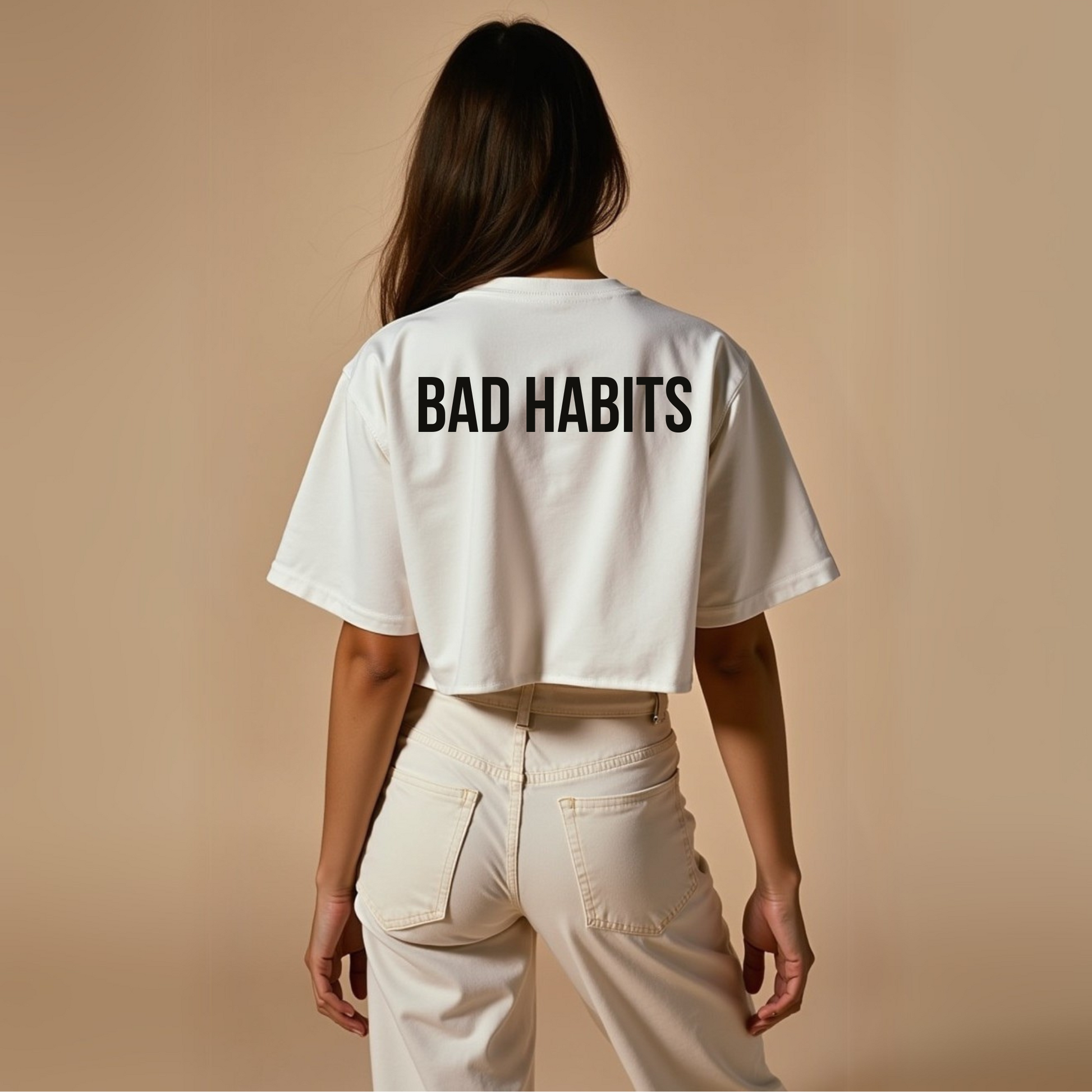 Statement Crop T-Shirt "GOOD GIRL - BAD HABITS" - Schwarz GOOD GIRL BAD HABITS