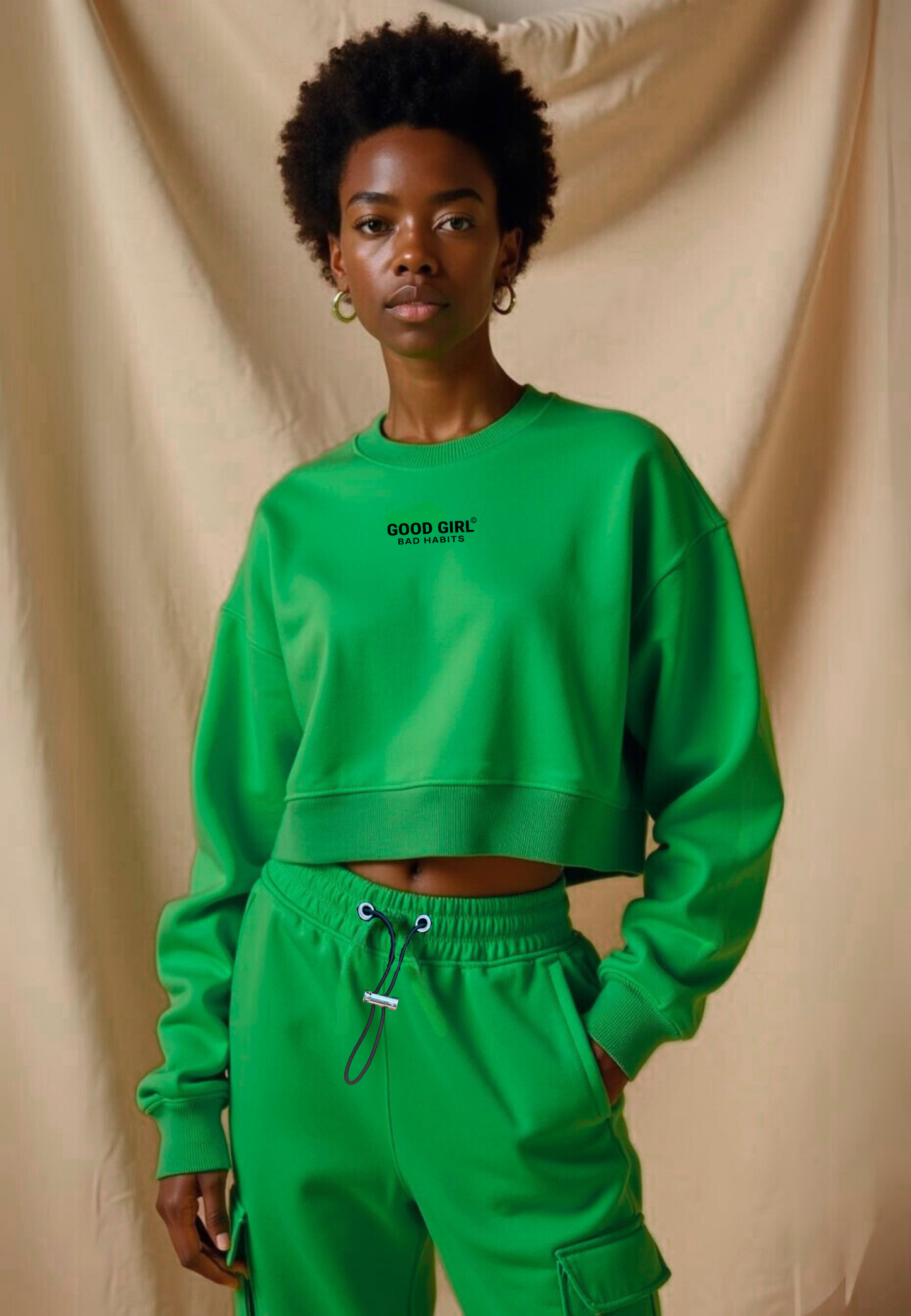 Crew Neck Sweat "GOOD ENOUGH FOR" - Schwarz