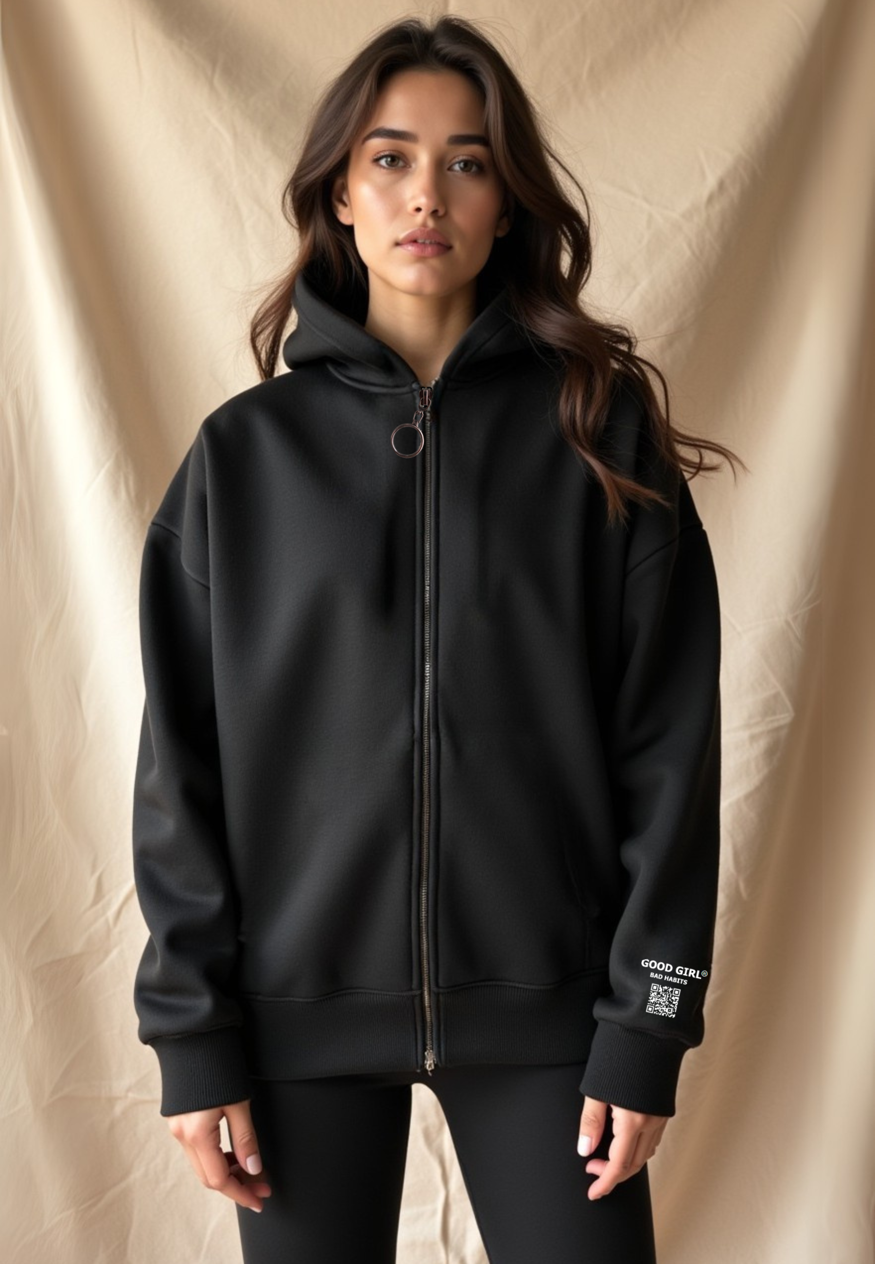 Hoodie mit Reißverschluss "Look Mom" -  Mint GOOD GIRL BAD HABITS