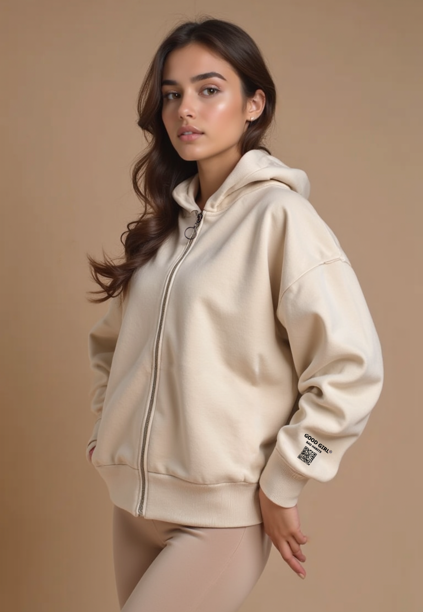 Hoodie mit Reißverschluss "Look Mom" -  Mint GOOD GIRL BAD HABITS