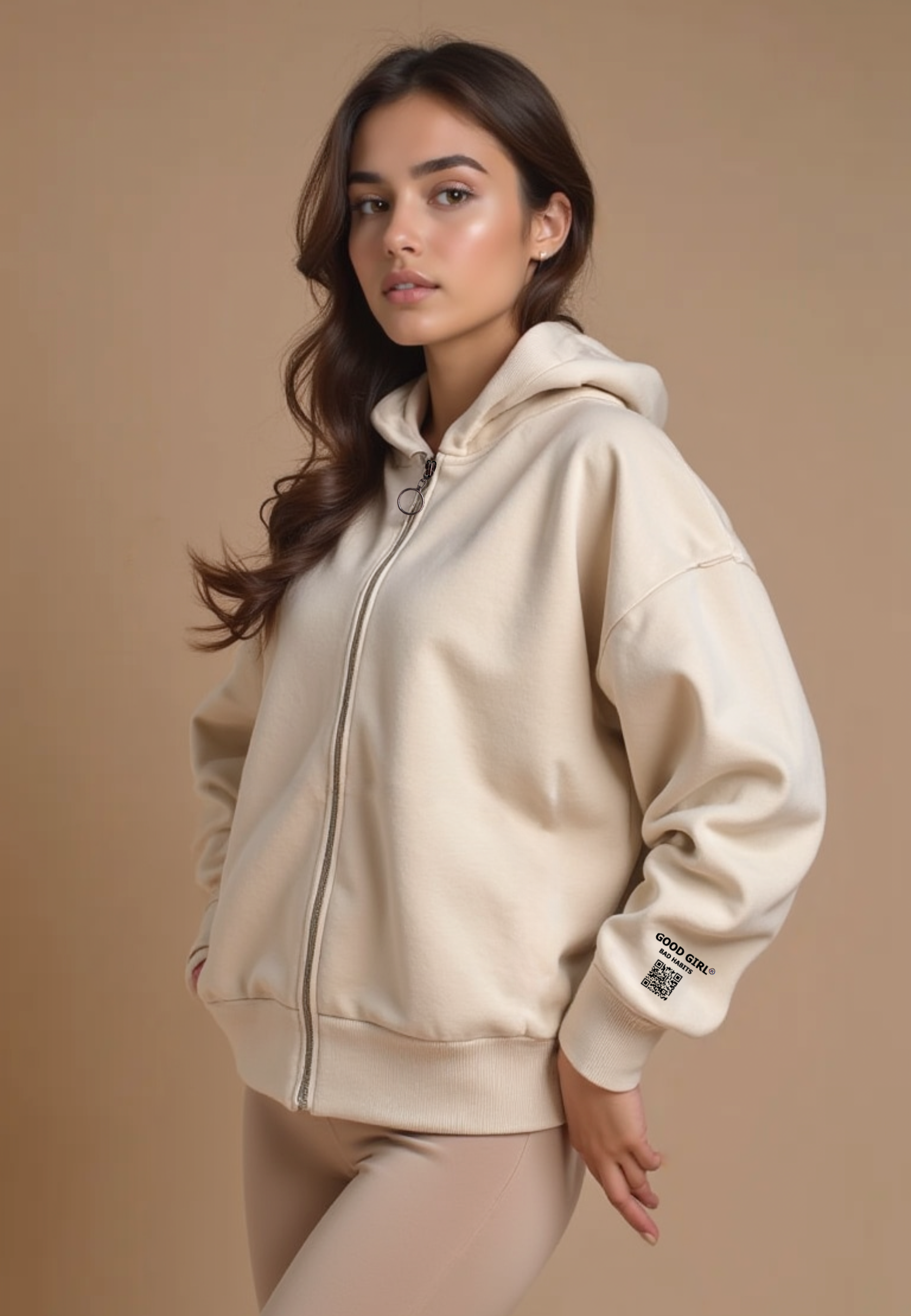 Hoodie mit Reißverschluss "Look Mom" -  Mint GOOD GIRL BAD HABITS