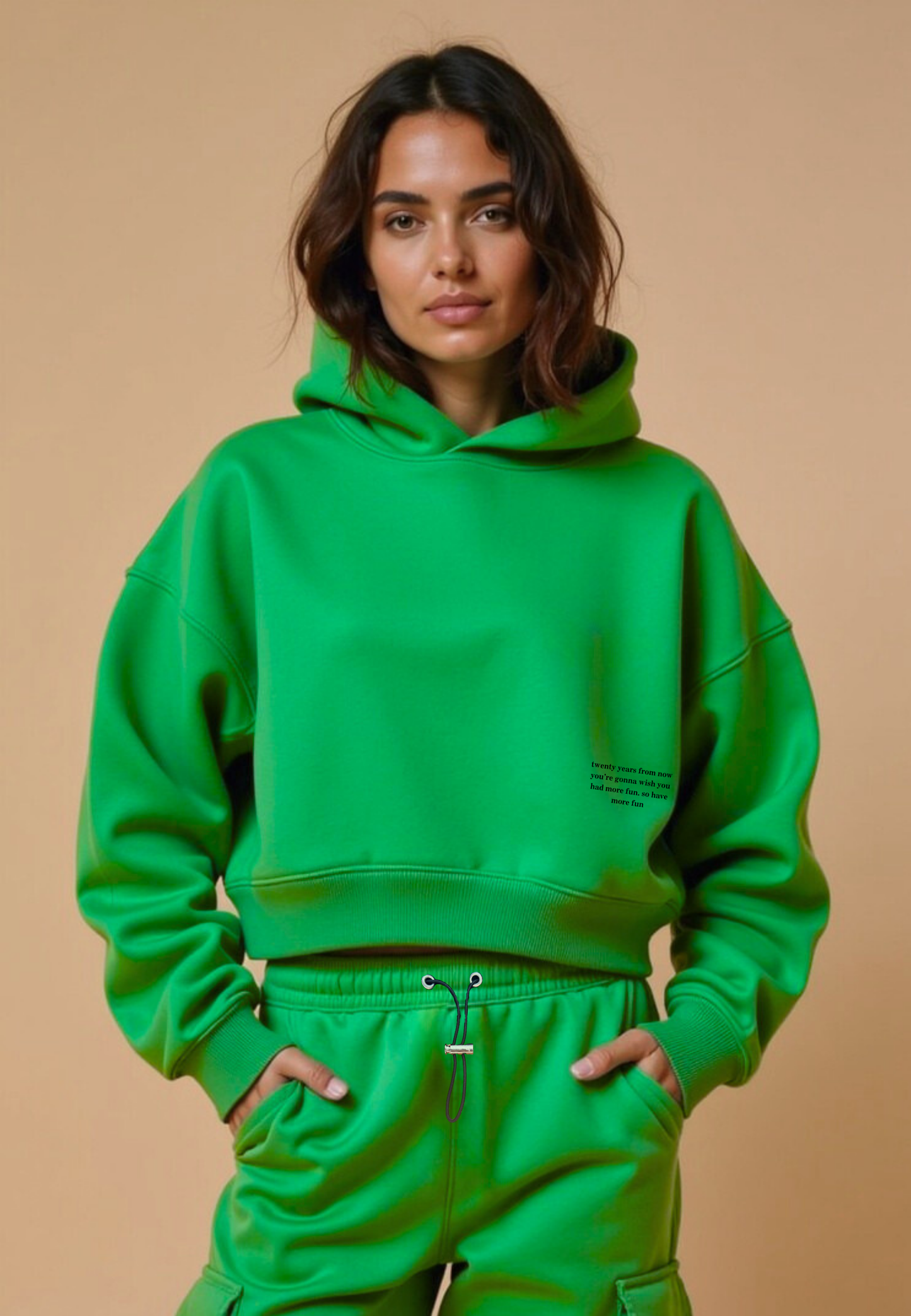 Crop Hoodie "TWENTY YEARS FROM NOW" - Weiss