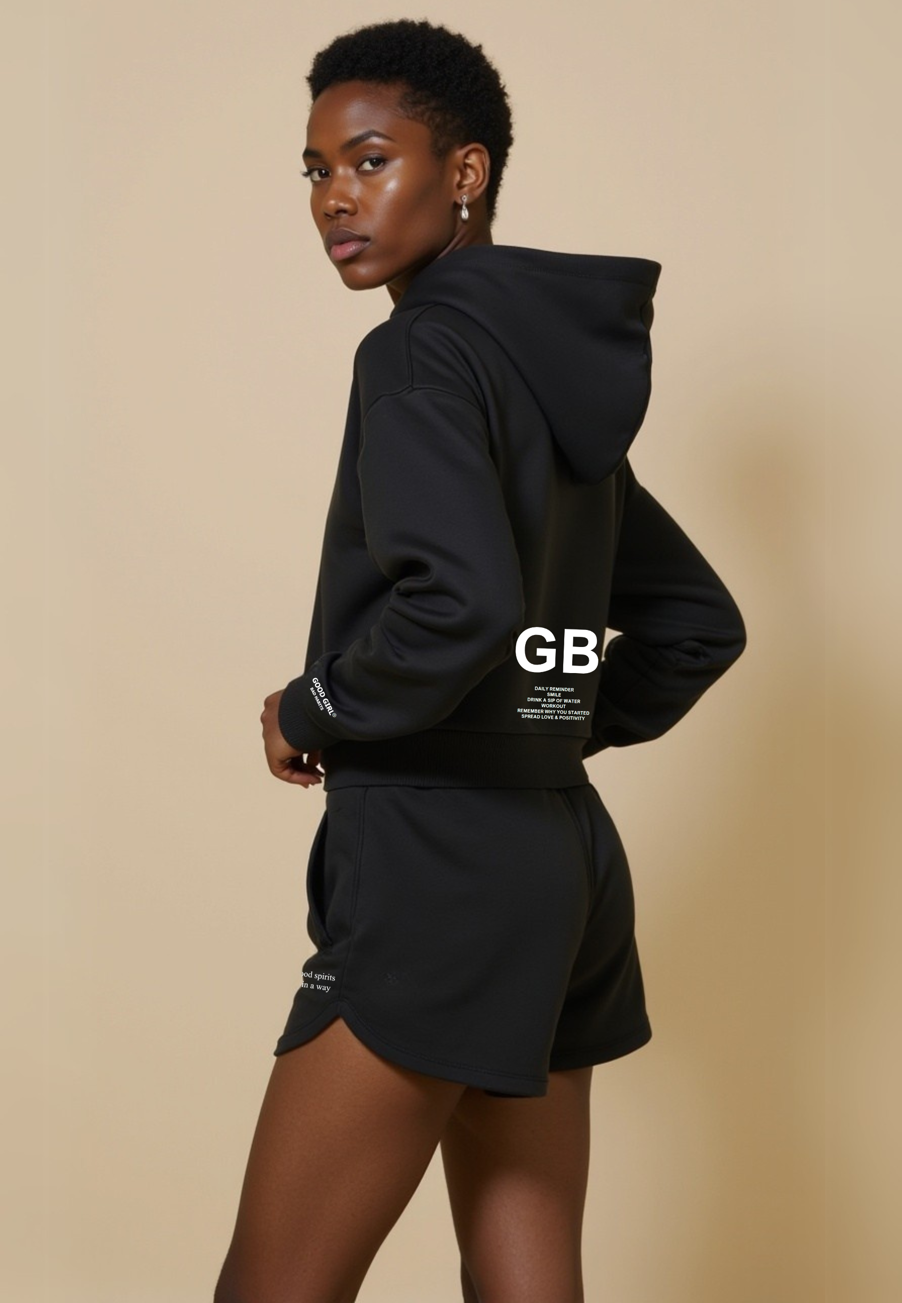 Crop Hoodie mit Reißverschluss "GGBH" - Weiss GOOD GIRL BAD HABITS