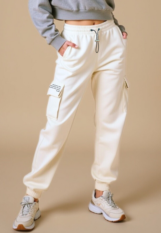 SONA Cargo Joggers White