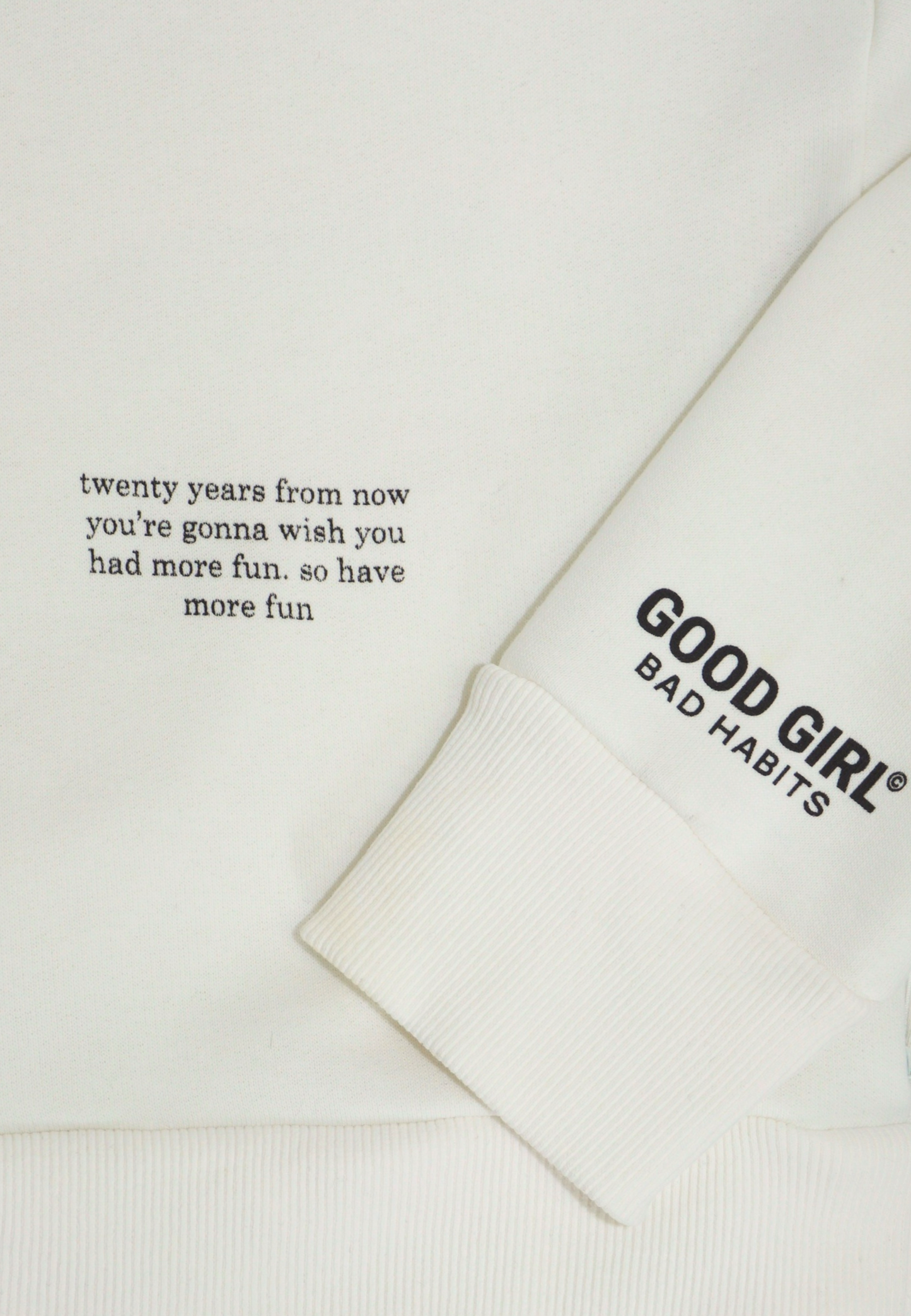 Crop Hoodie "TWENTY YEARS FROM NOW" - Weiss