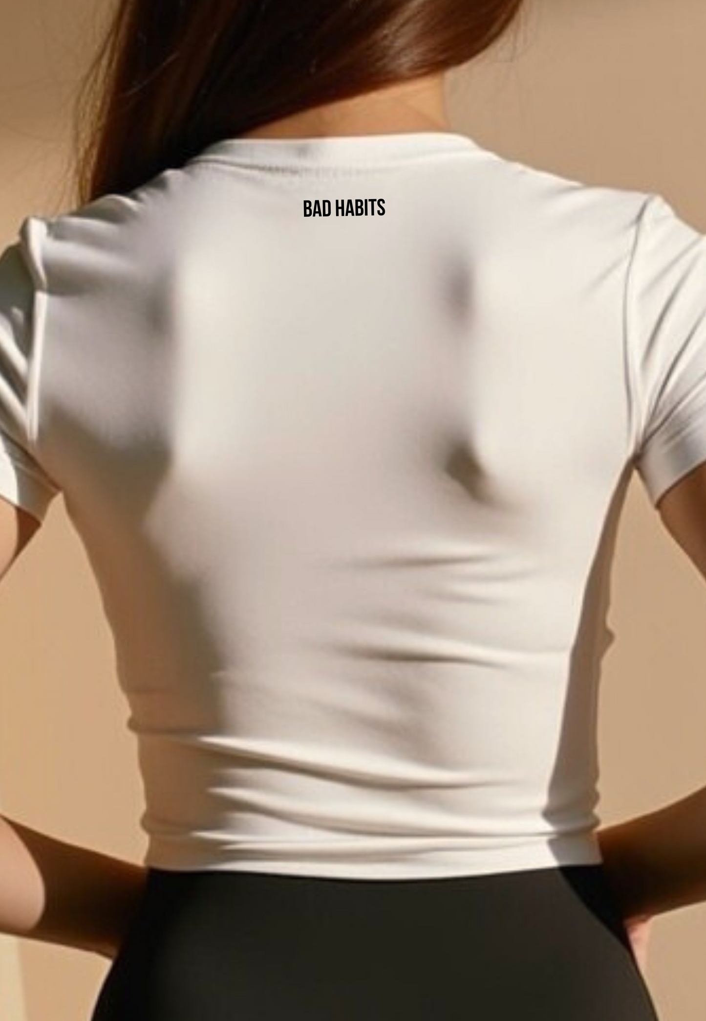 Slim Statement T-Shirt “Good Girl Bad Habits” White