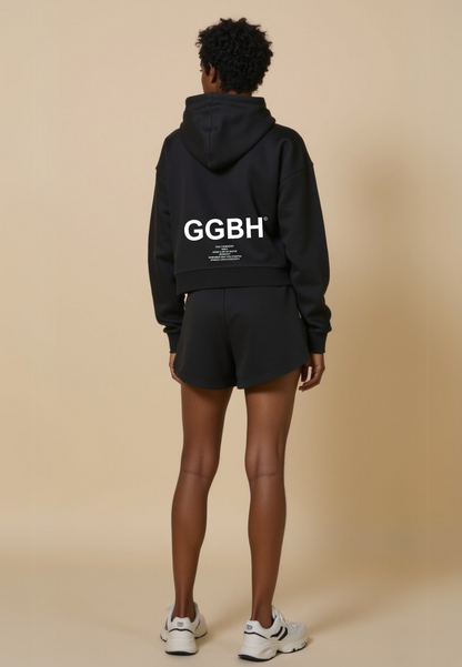 Crop Hoodie mit Reißverschluss "GGBH" - Weiss GOOD GIRL BAD HABITS