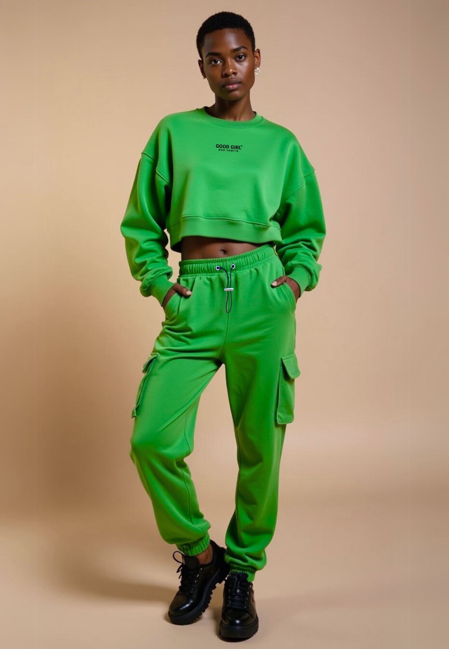 Crew Neck Sweat "GOOD ENOUGH FOR" - Schwarz