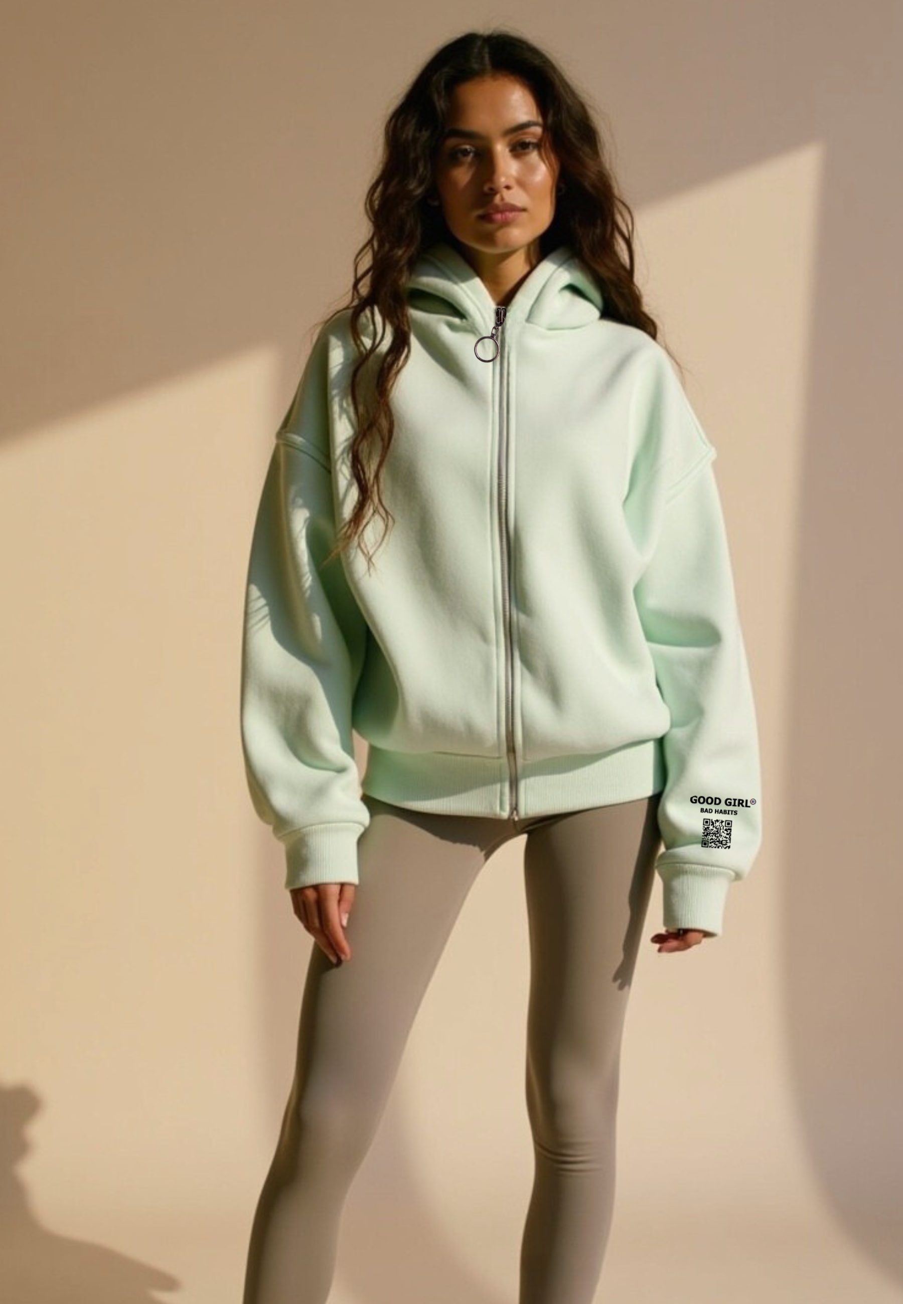 Hoodie mit Reißverschluss "Look Mom" -  Mint GOOD GIRL BAD HABITS