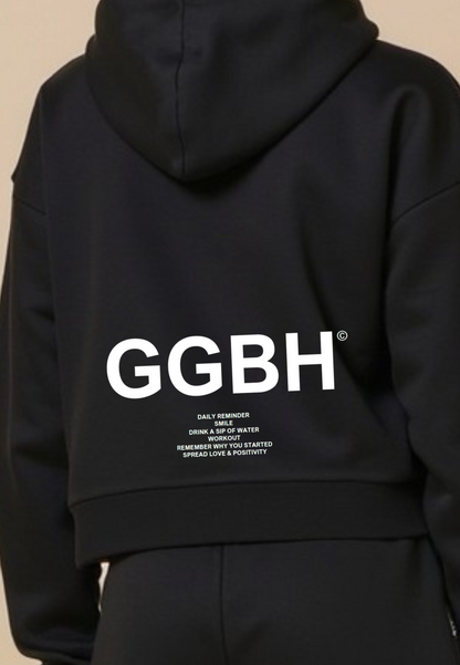 Crop Hoodie mit Reißverschluss "GGBH" - Weiss GOOD GIRL BAD HABITS