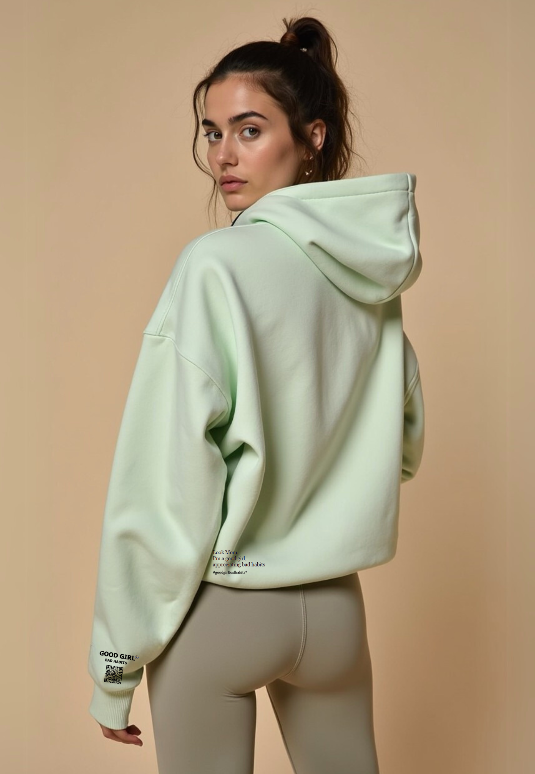 Hoodie mit Reißverschluss "Look Mom" -  Mint GOOD GIRL BAD HABITS