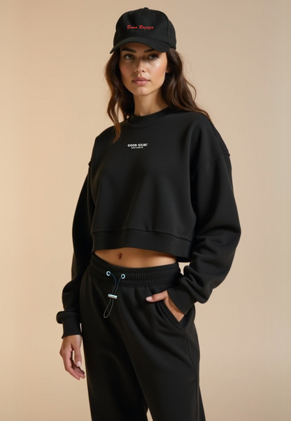 Crew Neck Sweat "GOOD ENOUGH FOR" - Schwarz