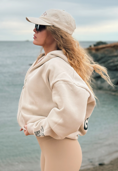 Hoodie mit Reißverschluss "Look Mom" -  Mint